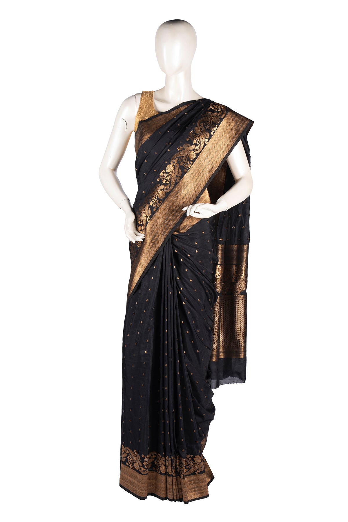 Silakaari Divine Black Soft Jacquard Banarasi Saree