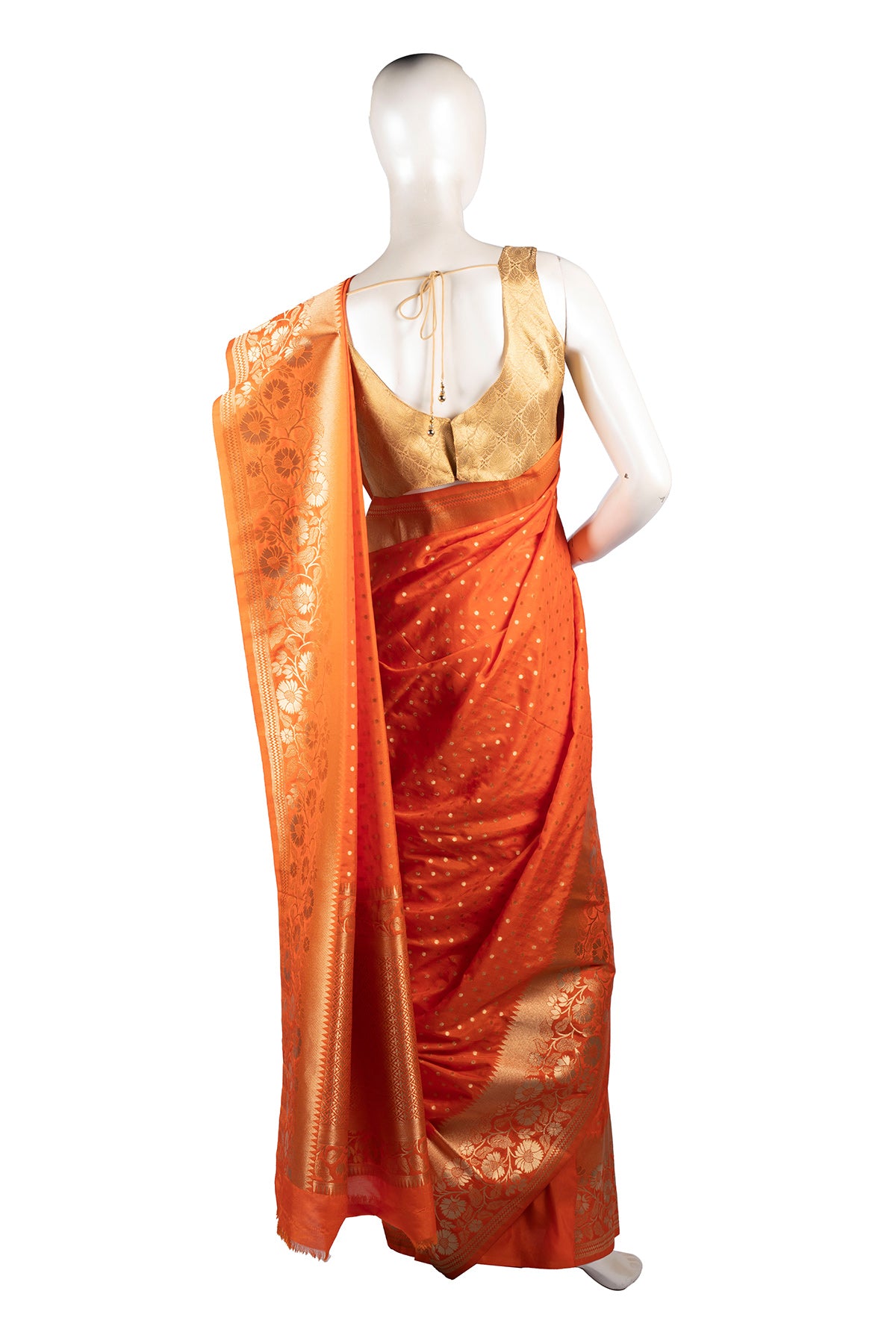 Silakaari Mehtab Ethnic Woven Designer Banarasi Orange-Gold Silk Saree