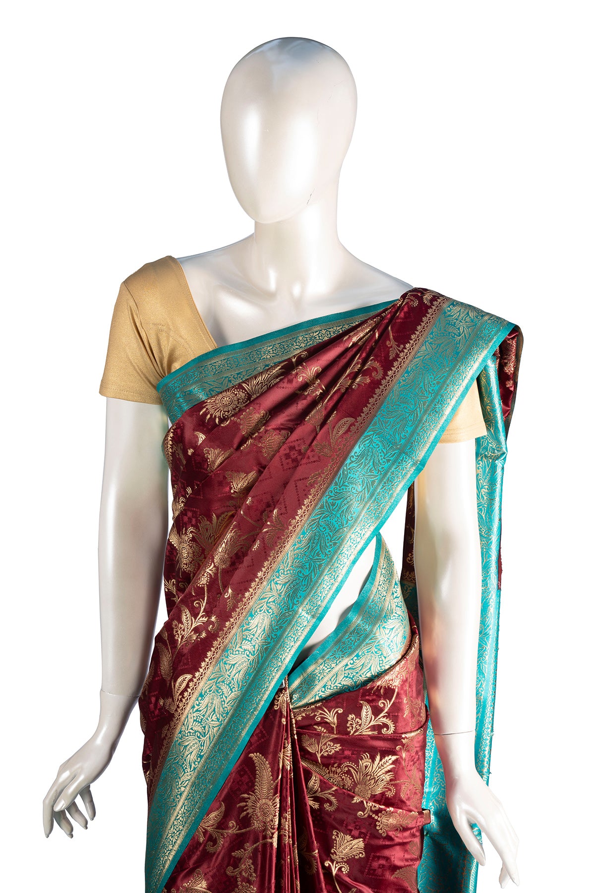 Silakaari Mahogany Maroon Zari Banarasi Festive Saree