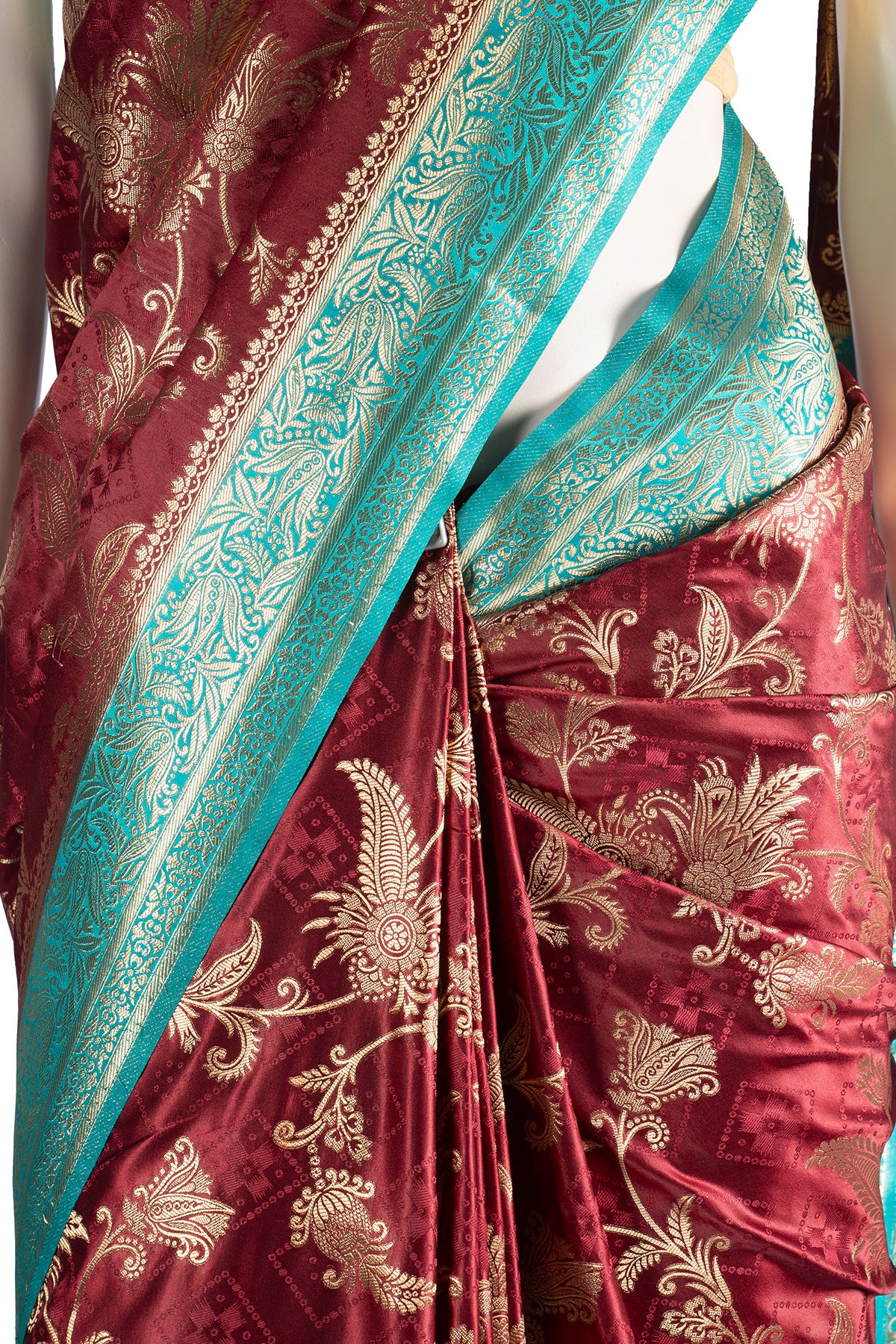 Silakaari Mahogany Maroon Zari Banarasi Festive Saree