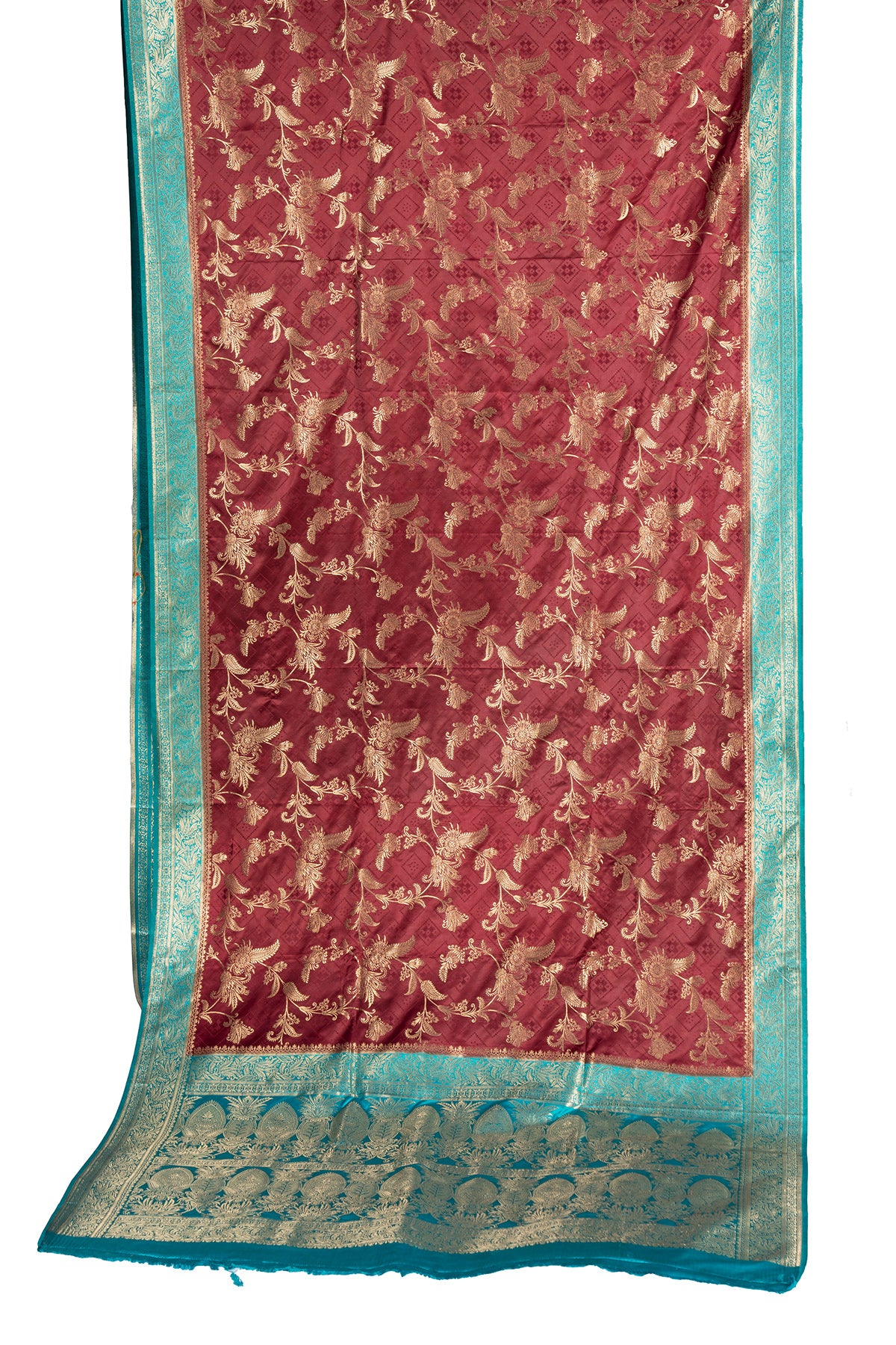 Silakaari Mahogany Maroon Zari Banarasi Festive Saree