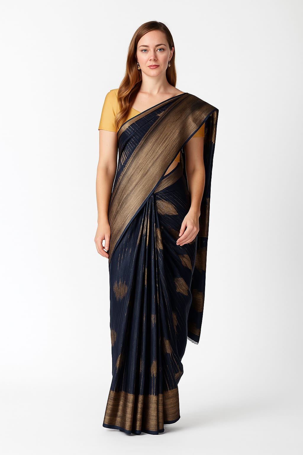 Silakaari Mohak Zari Dark Blue-Gold Fancy Banarasi Saree