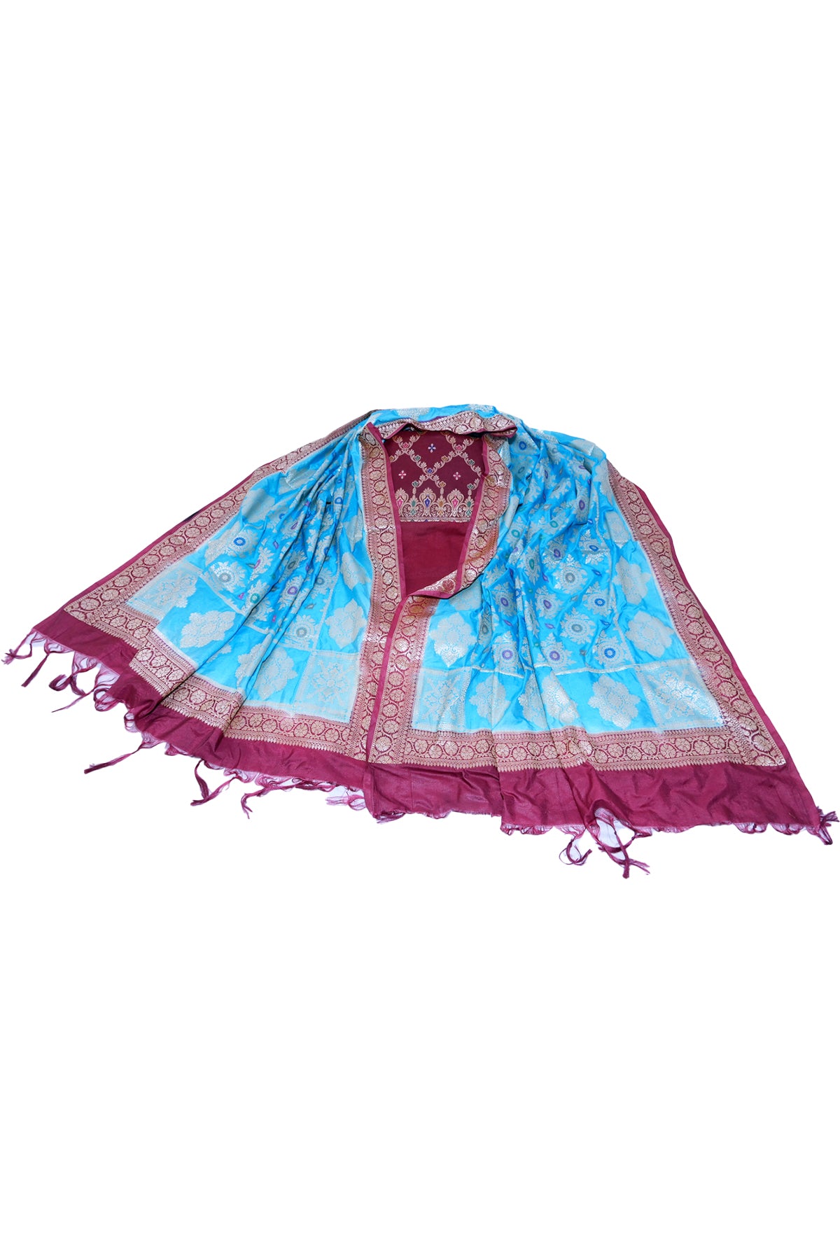 Silakaari Women's Plus Size Zari Banarasi Silk Unstitched Dress Material