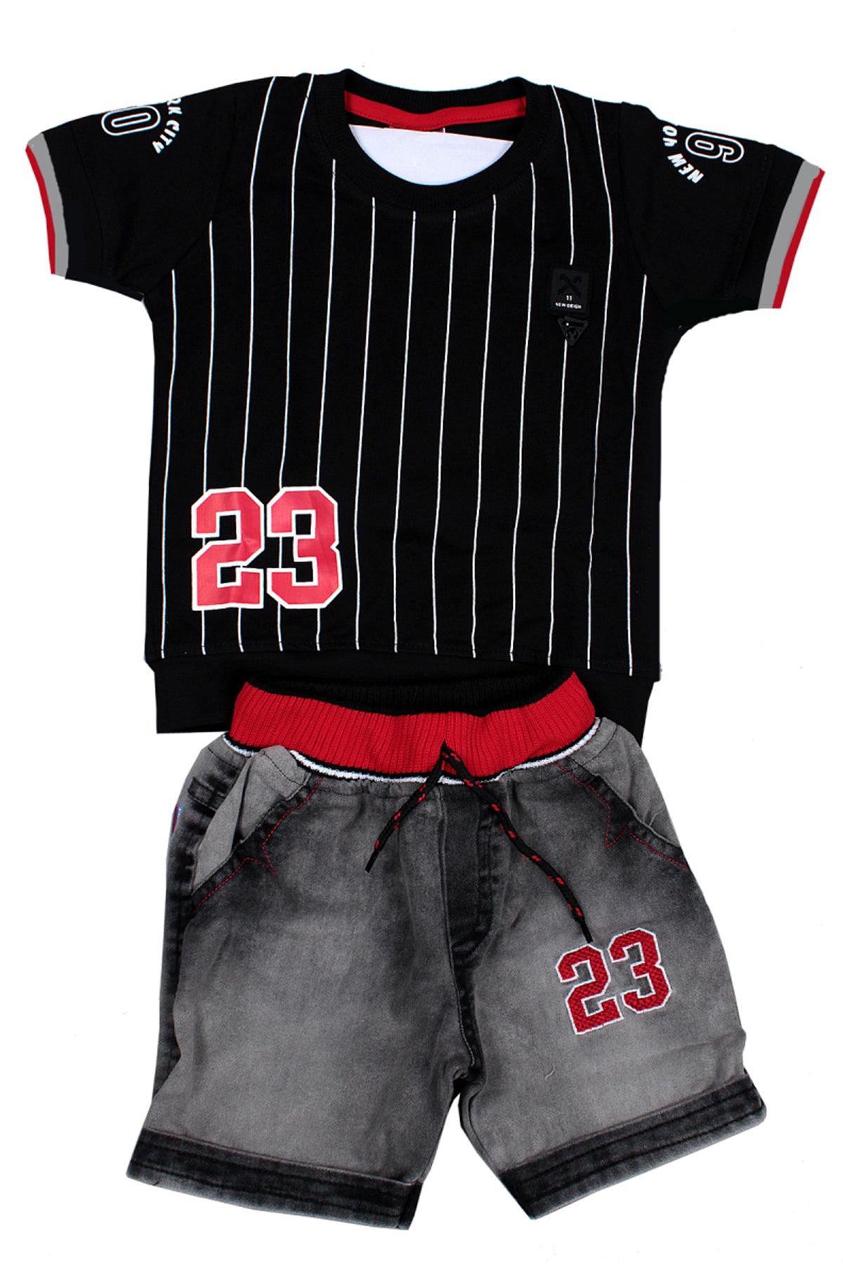 Silakaari Kids Denim Casual T-Shirt & Short Set For Boys