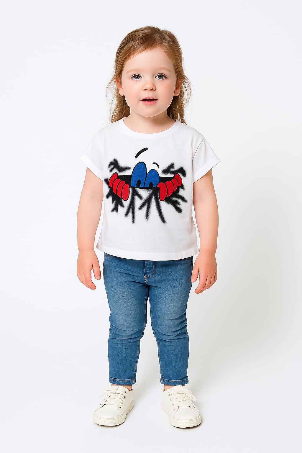Silakaari Kids White Printed Fancy Top T-Shirt For Girls