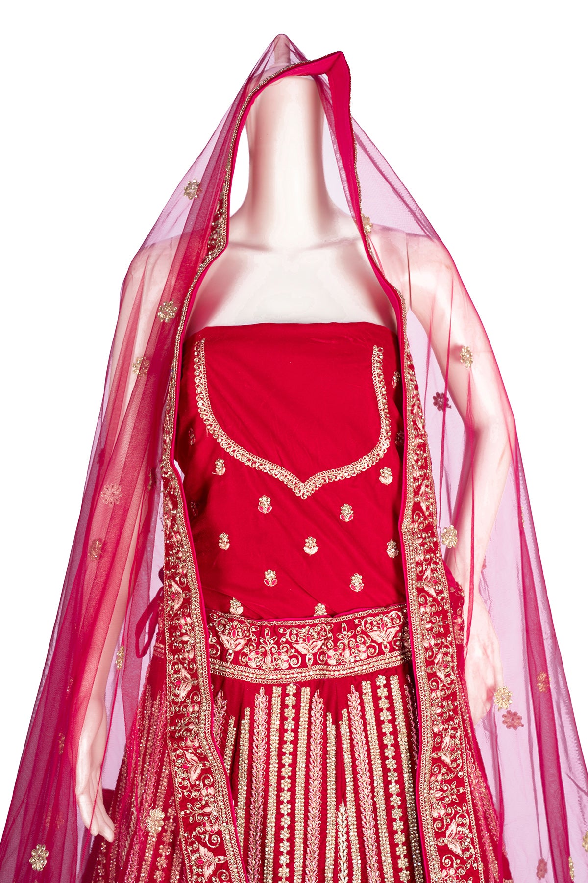 Silakaari Exquisite Dusty Hot Pink Velvet Heavy Bridal Lehenga Set with Embroidery
