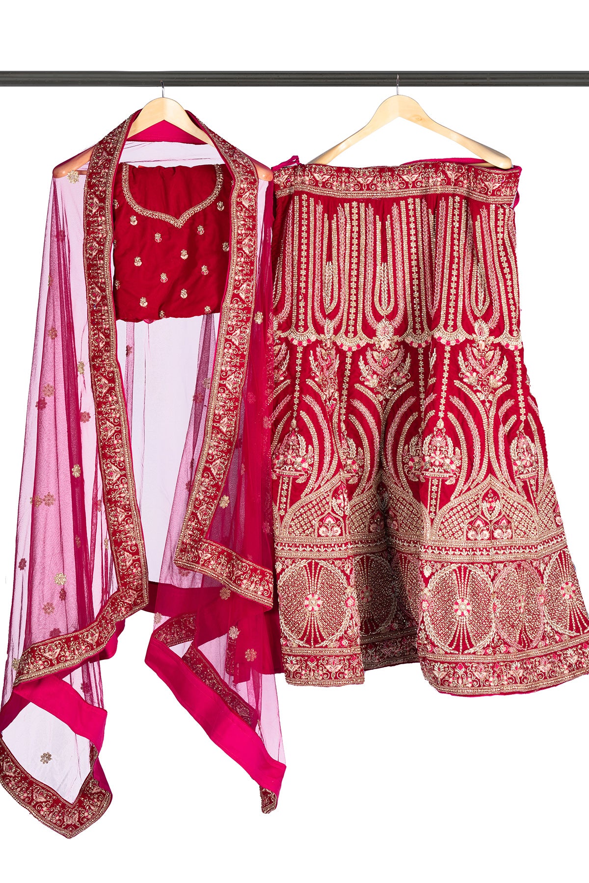 Silakaari Exquisite Dusty Hot Pink Velvet Heavy Bridal Lehenga Set with Embroidery