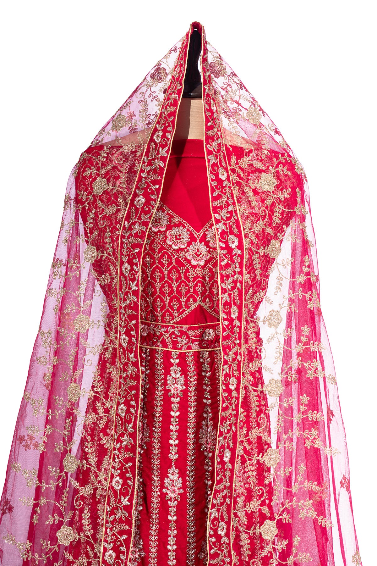 Silakaari Rani Velvet Bridal Lehenga with Zari, Zarkan & Cutdana Work