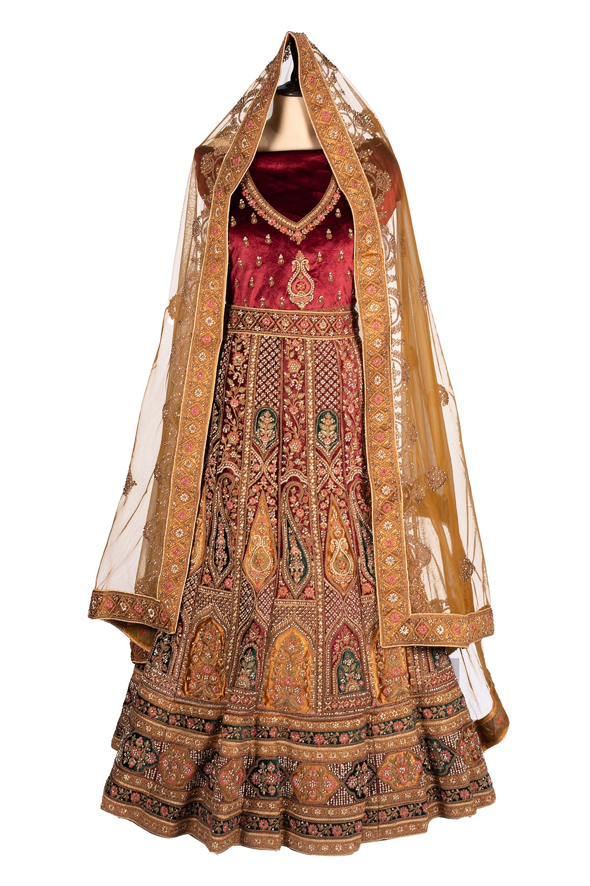 Silakaari Radiant Multi and Gold Bridal Art Silk Bridal Lehenga Sharara Set