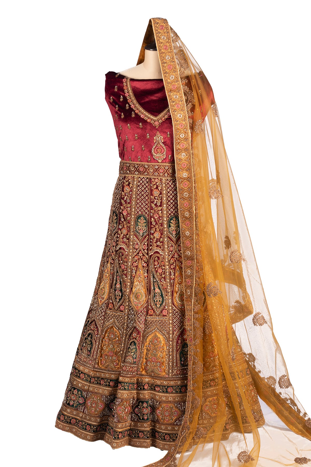 Silakaari Radiant Multi and Gold Bridal Art Silk Bridal Lehenga Sharara Set