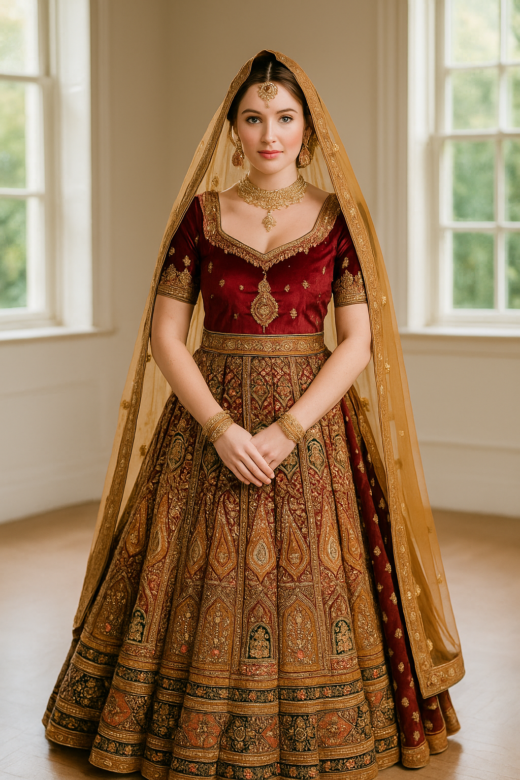 Silakaari Radiant Multi and Gold Bridal Art Silk Bridal Lehenga Sharara Set