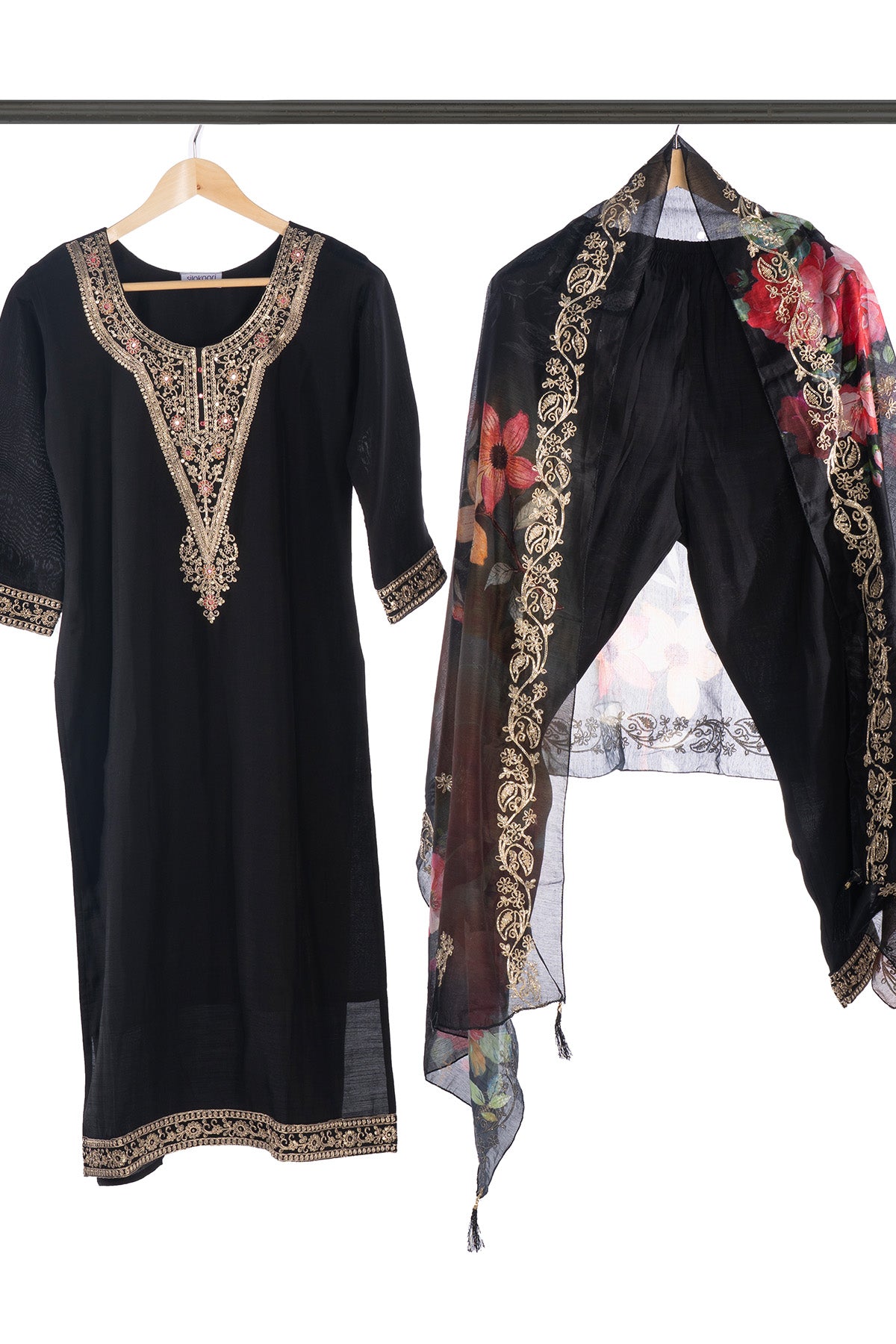 Silakaari Women's Heavy Sequin Work Festive Kurti Pant Dupatta Set