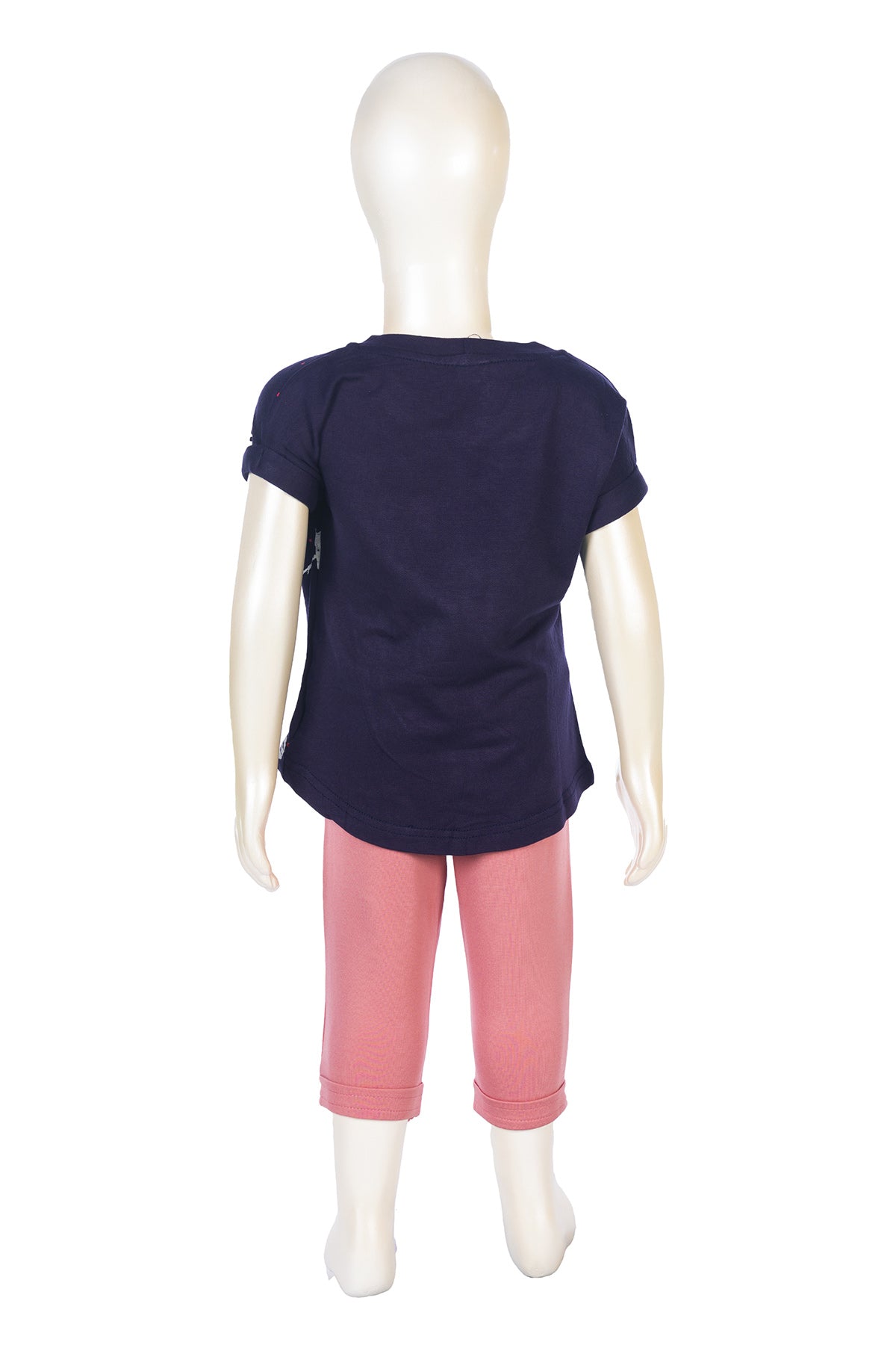Silakaari Aadila Kids Navy Blue Rose Stylish Top For Girls With Pink Zara Capri