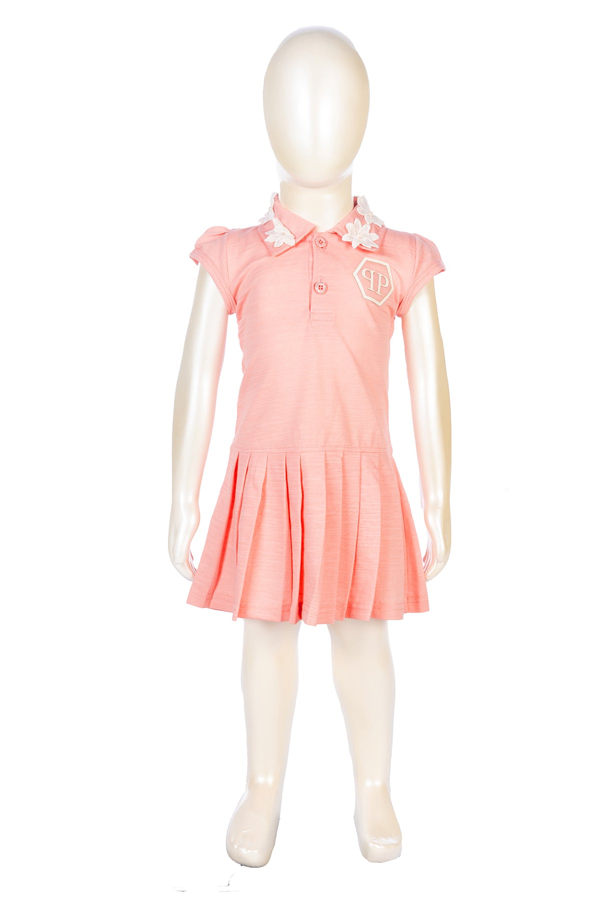 Silakaari Khadija Kids Peach Fancy Floral Pearl Top With Short For Girls