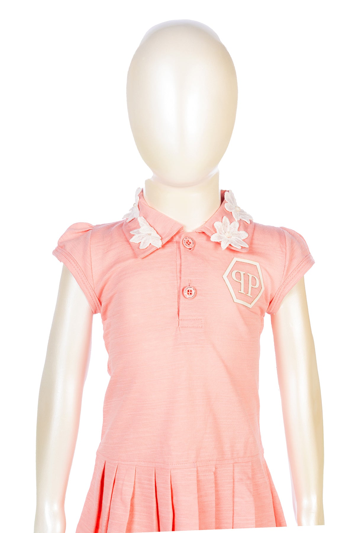 Silakaari Khadija Kids Peach Fancy Floral Pearl Top With Short For Girls