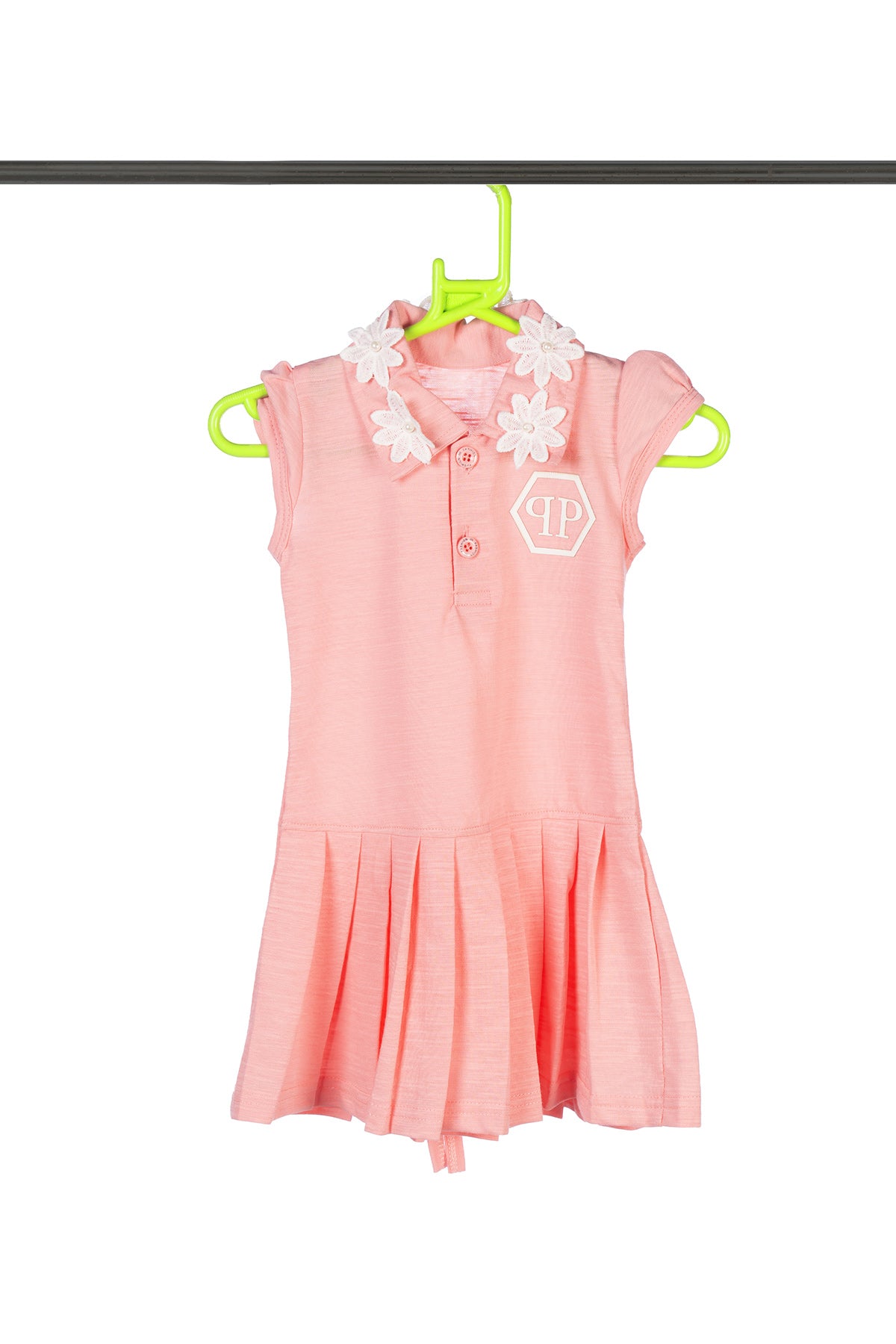 Silakaari Khadija Kids Peach Fancy Floral Pearl Top With Short For Girls