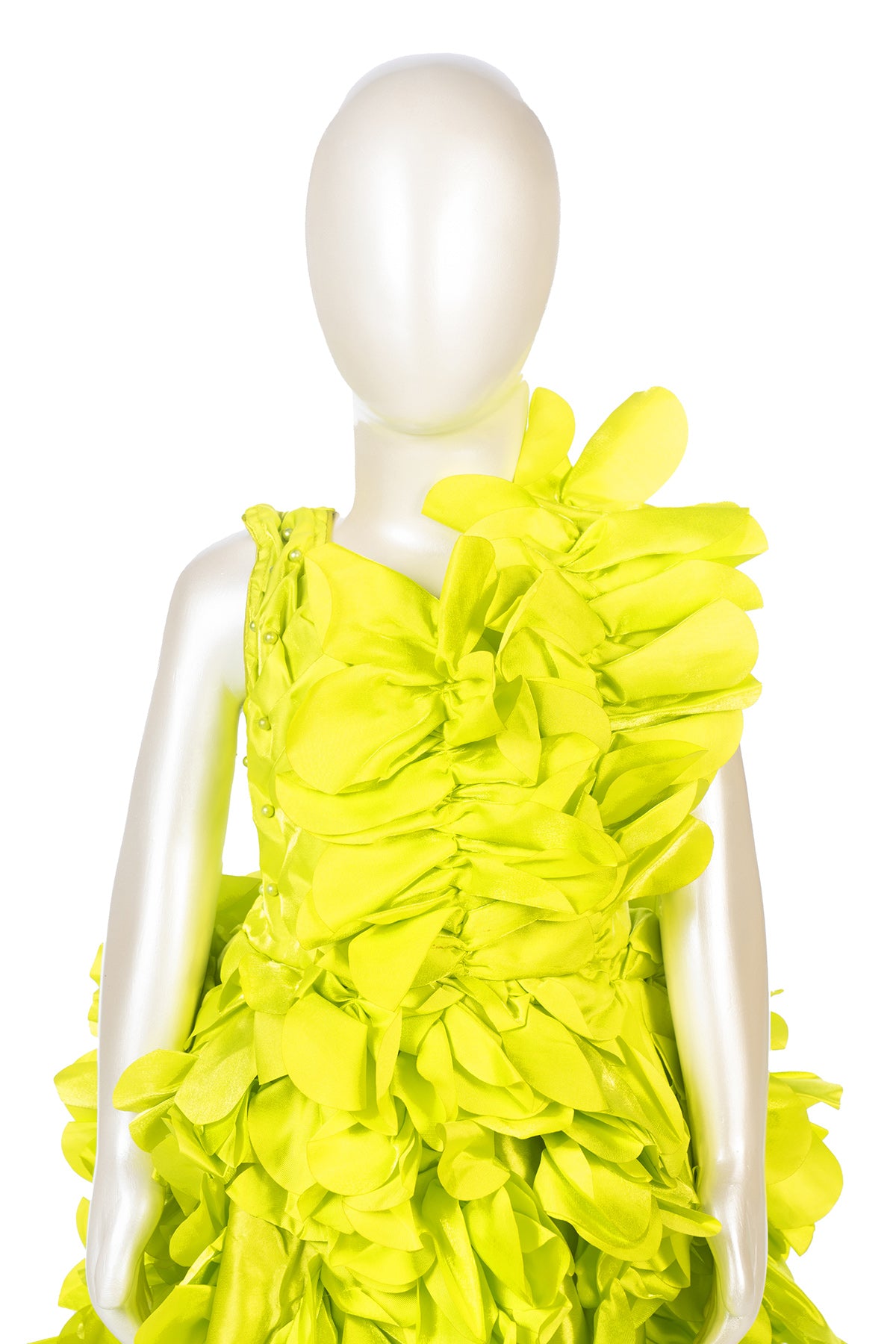 Silakaari Meher Kids Green Satin Sleeveless Beautiful Layered Party Frock Flower Dress for Girls