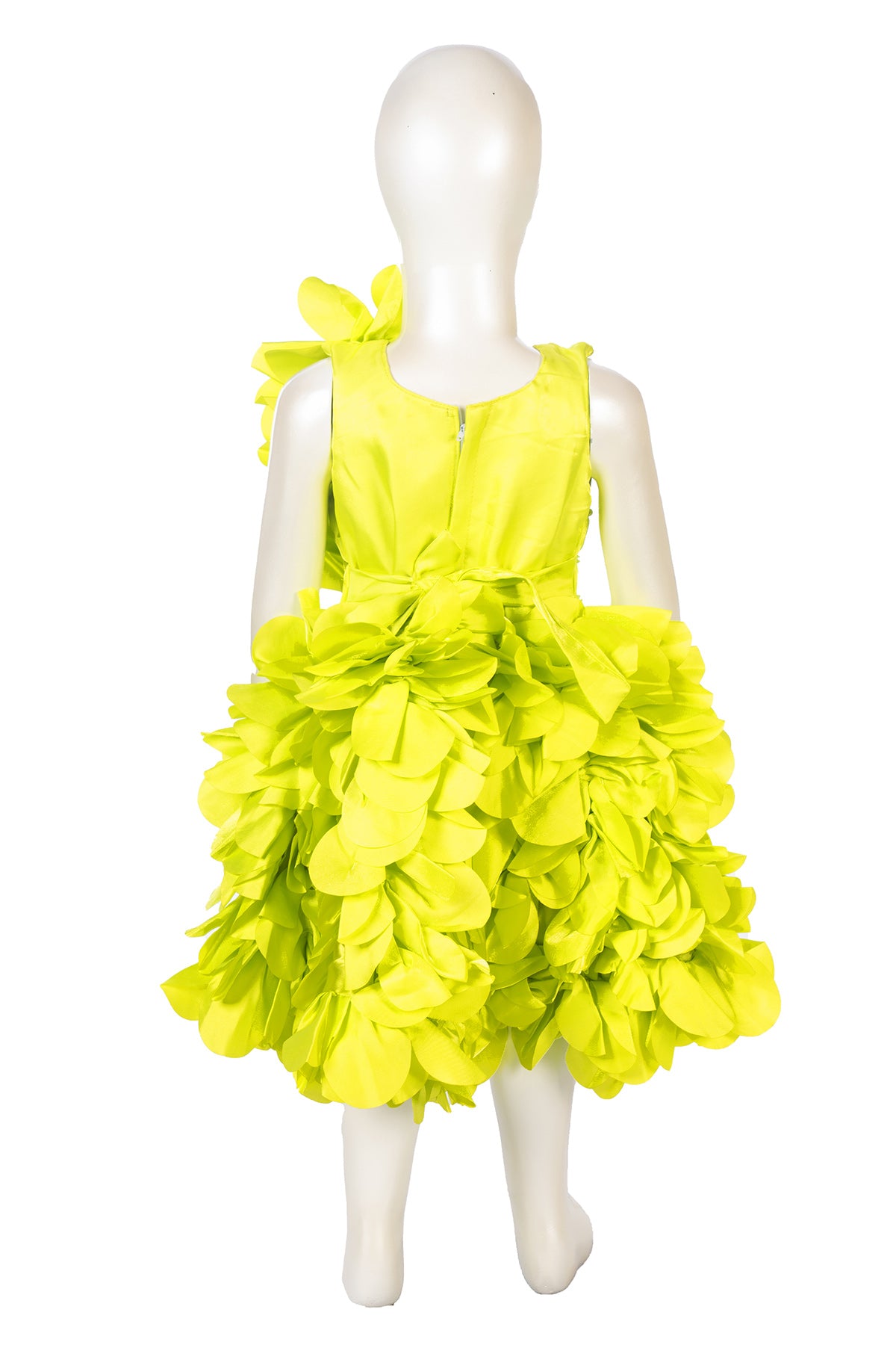 Silakaari Meher Kids Green Satin Sleeveless Beautiful Layered Party Frock Flower Dress for Girls