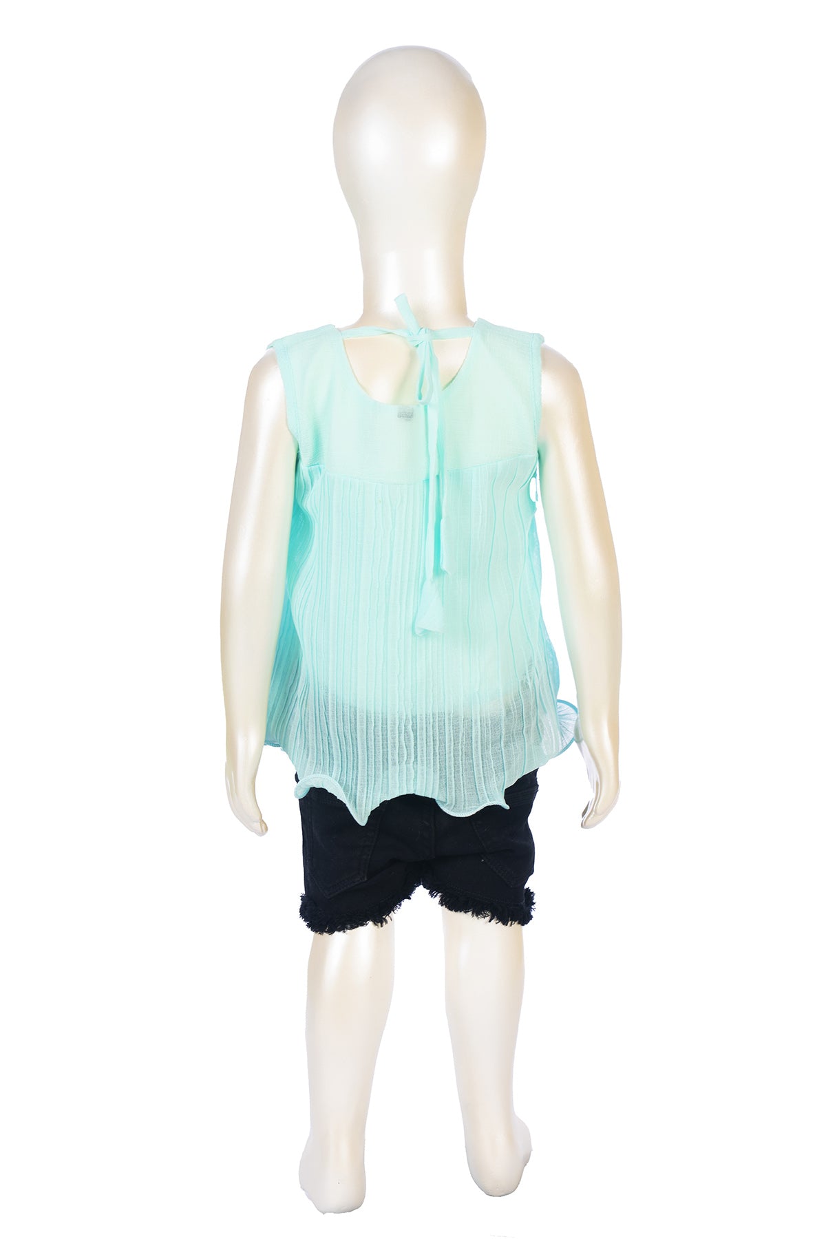 Silakaari Aisha Kids Fancy Sky Blue Stylish Sequnis Bow Top With Short For Girls