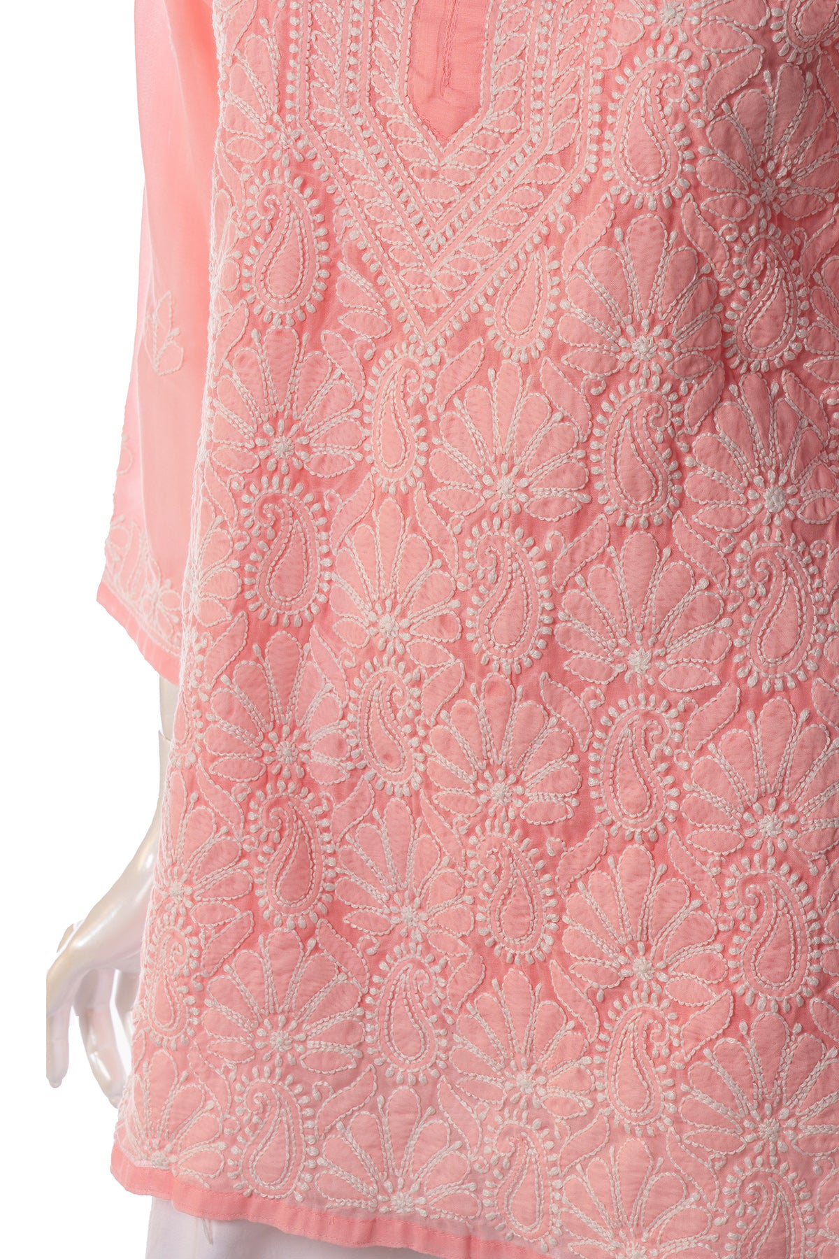 Silakaari Pure Mul Cotton All Over Premium Lucknowi Short Kurti With Pant Set