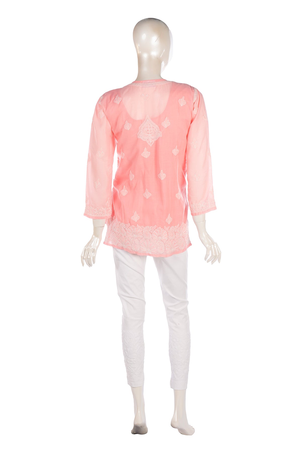 Silakaari Pure Mul Cotton All Over Premium Lucknowi Short Kurti With Pant Set