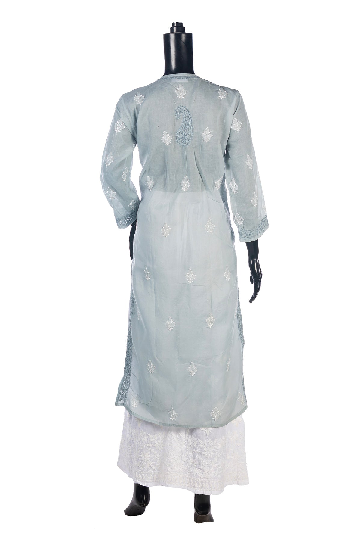 Silakaari Women's Pure Cotton All Over Panel Neck Point Premium Long Kurti Palazzo Set