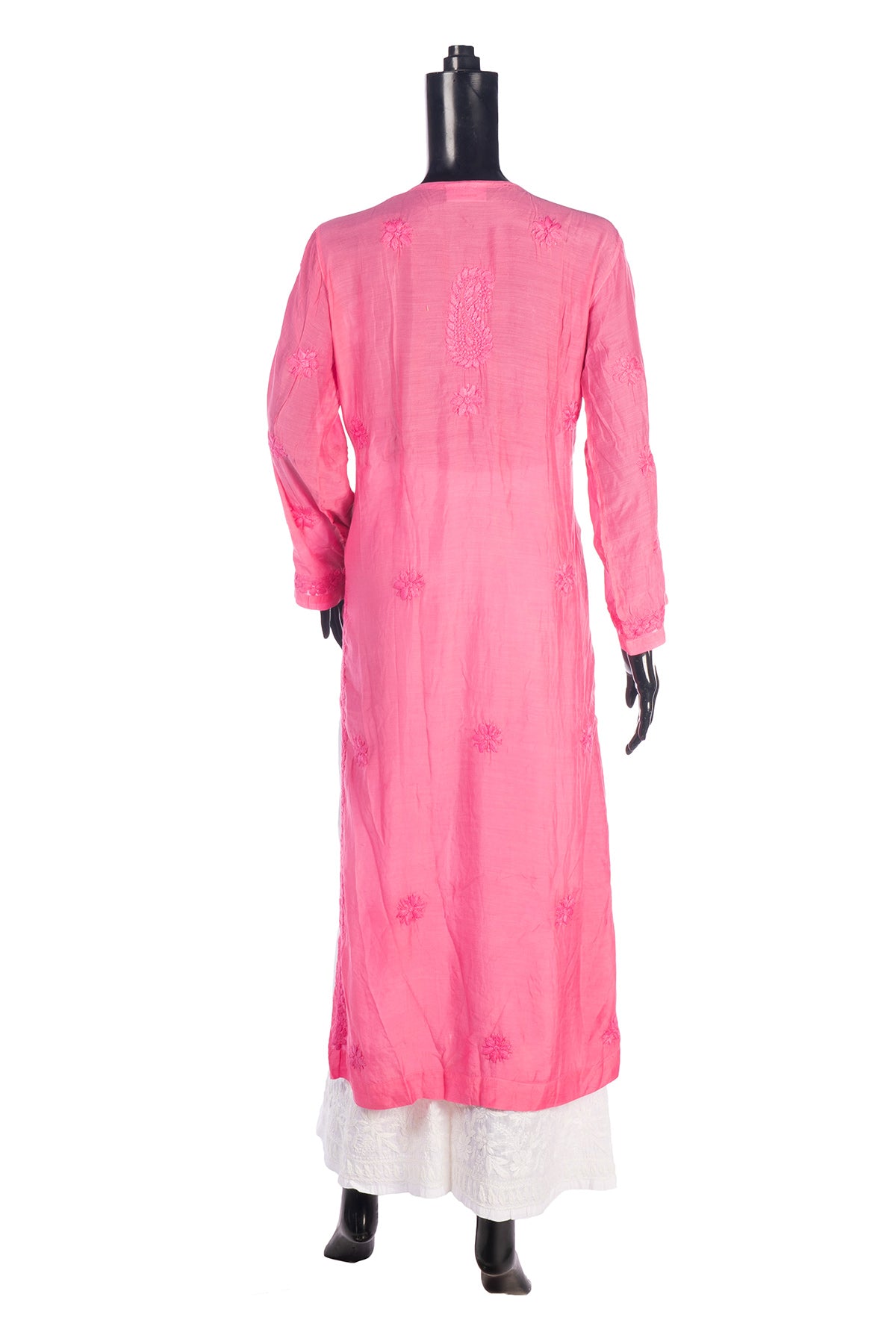 Silakaari Pure Muslin Heavy Self Theard Long Lucknowi Premium Kurti Palazzo Set