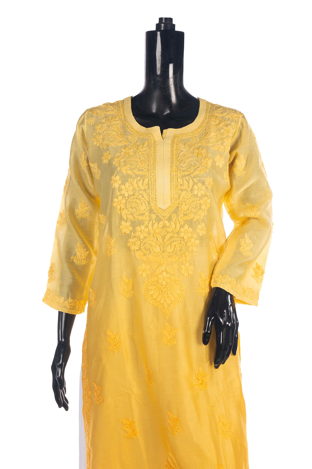 Silakaari Women's Pure Viscose Self Thread Heavy Lucknowi Glance Long Kurti Palazzo Set