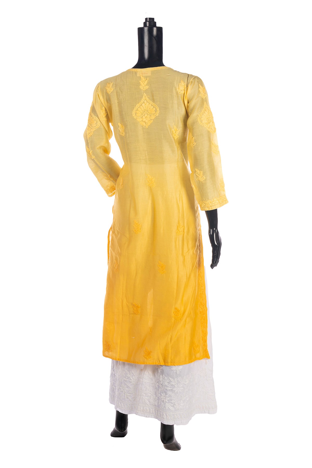 Silakaari Women's Pure Viscose Self Thread Heavy Lucknowi Glance Long Kurti Palazzo Set