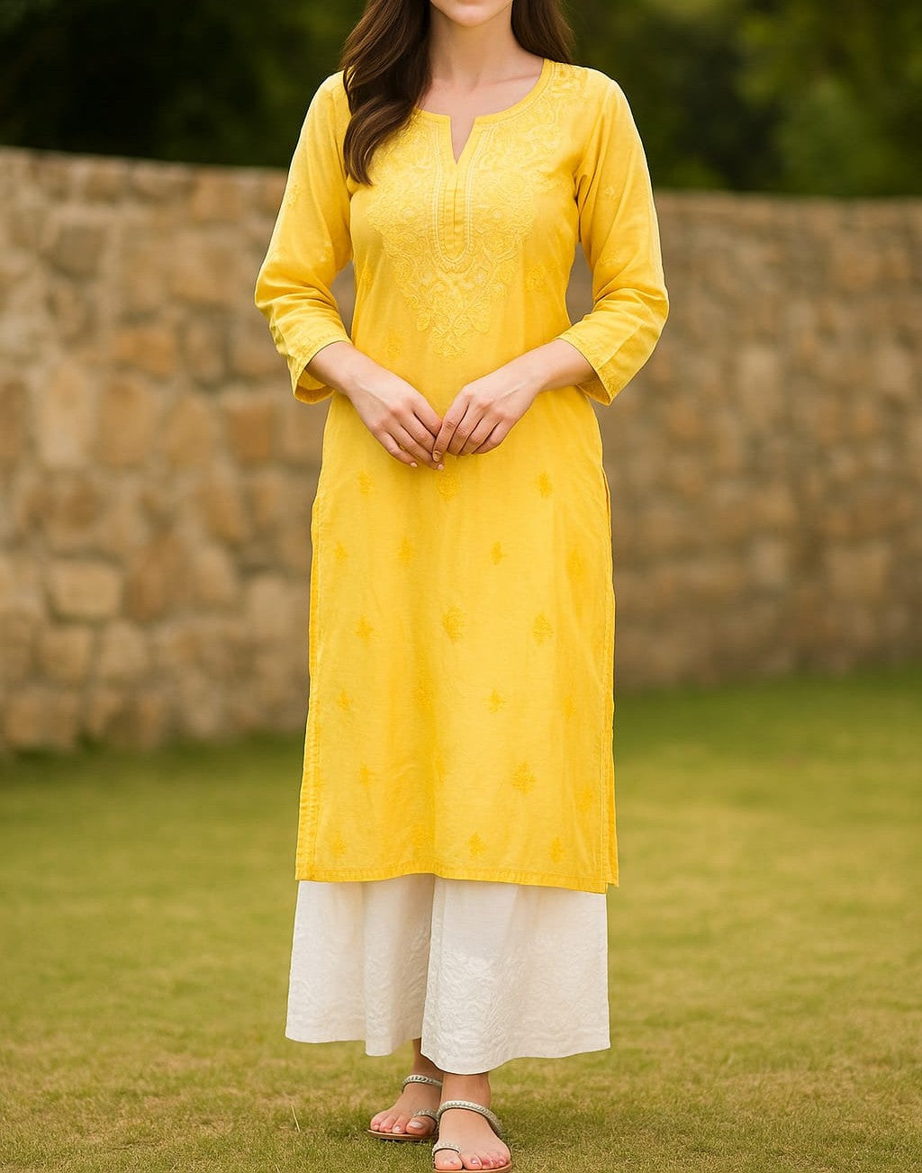 Silakaari women's Pure Viscose Self Thread Heavy Lucknowi Glance Long Kurti