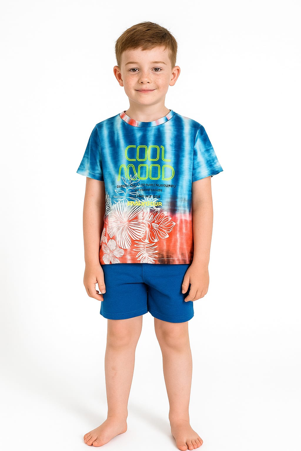 Silakaari Kids Blue Printed Half Sleeve Casual T-Shirt For boys