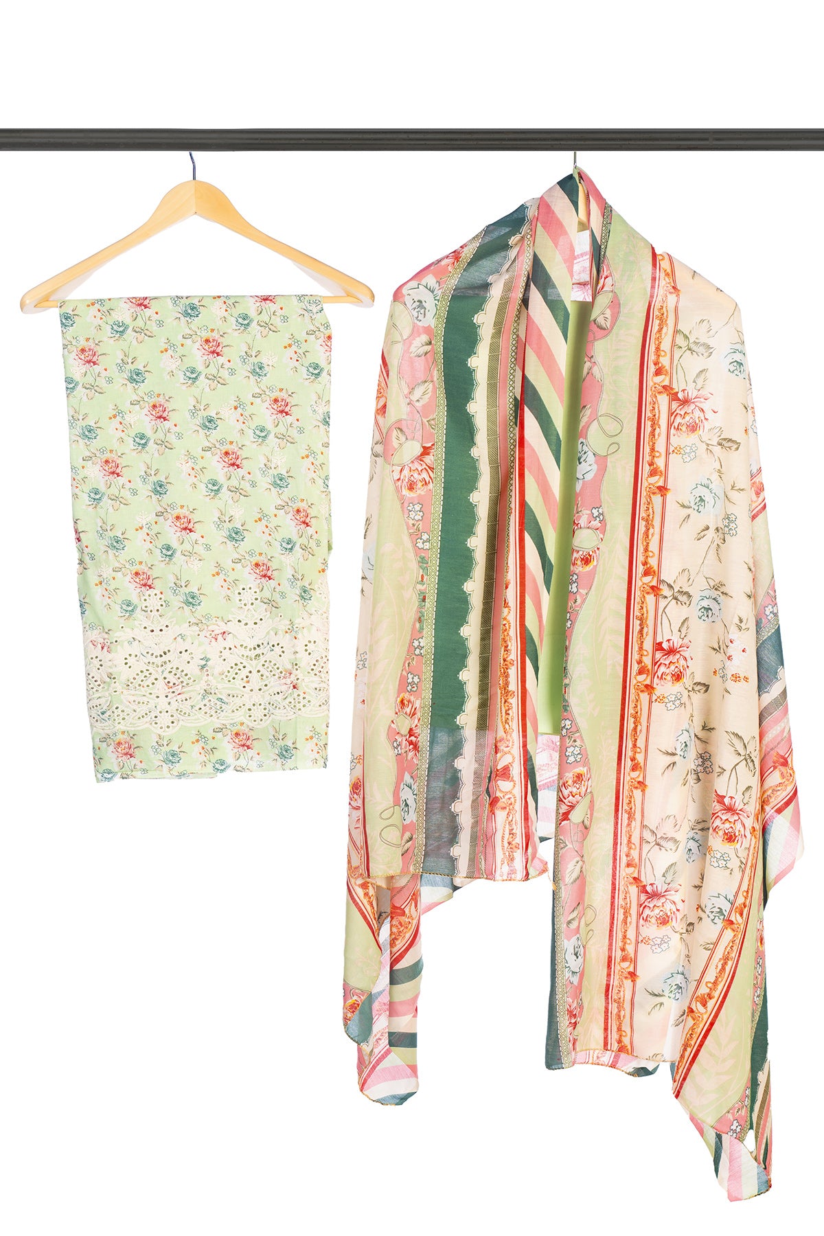 Silakaari Nawazish Pista Green Pure Lawn Chikan Cut Work Fancy Unstitched Suits