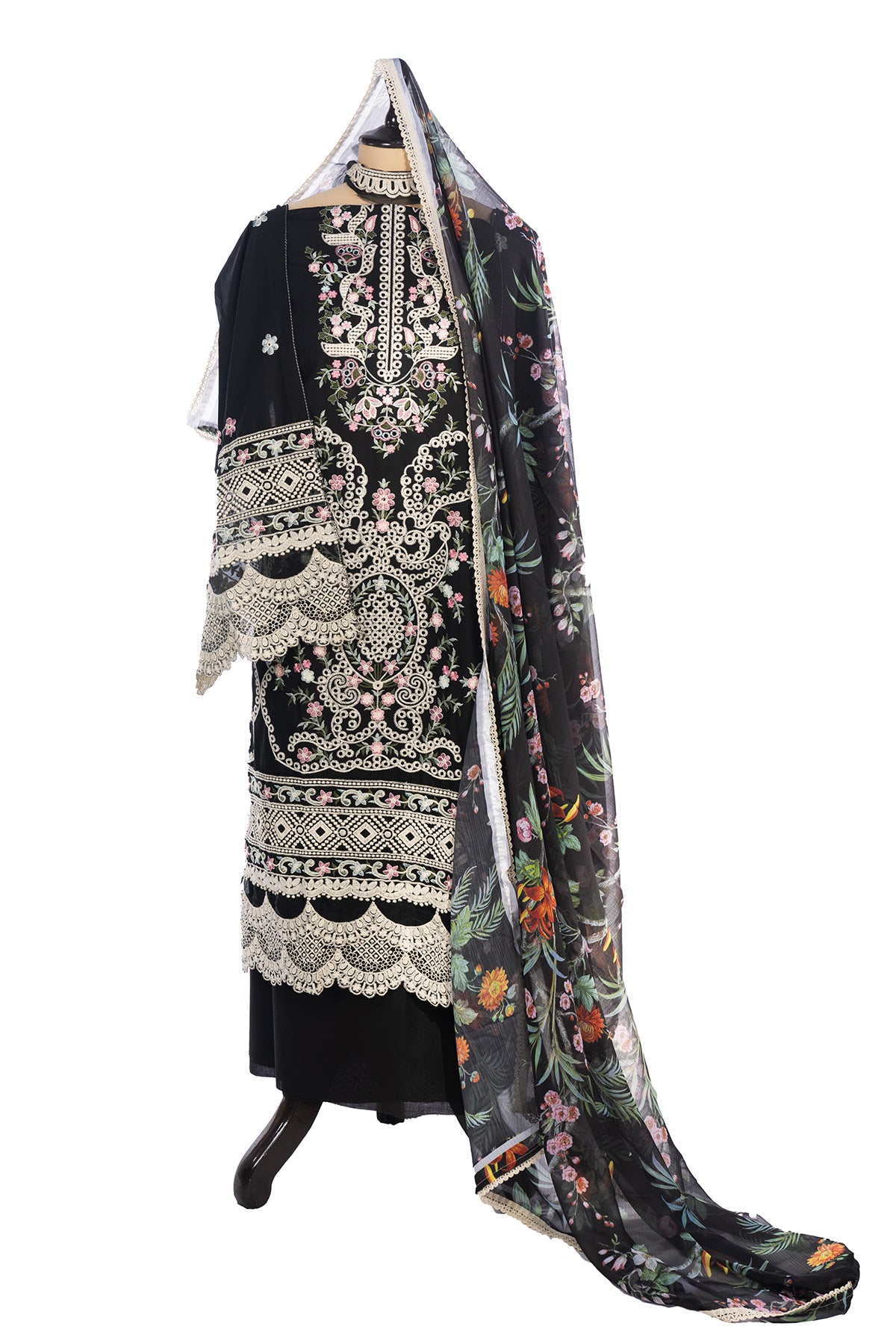 Silakaari Aarzoo Pure Lawn Heavy Embroidery Panel Cut Work Unstitched Pakistani Suits