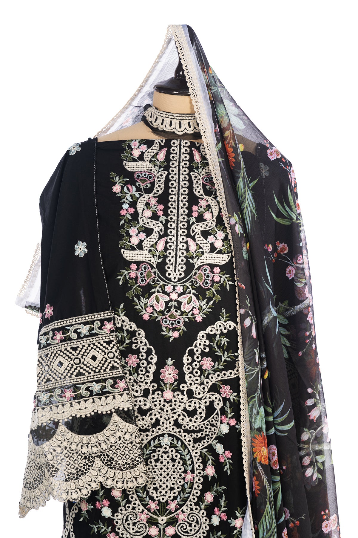 Silakaari Aarzoo Pure Lawn Heavy Embroidery Panel Cut Work Unstitched  Suits