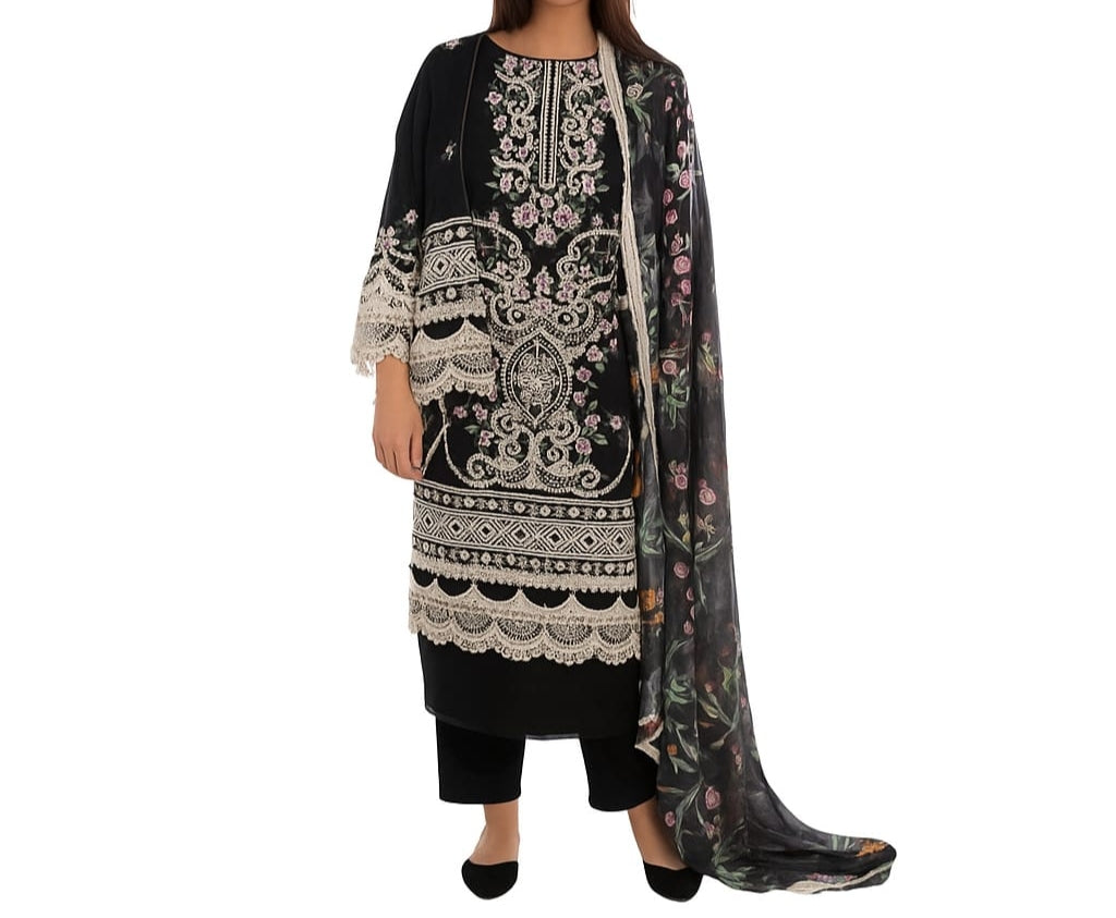 Silakaari Aarzoo Pure Lawn Heavy Embroidery Panel Cut Work Unstitched Suits