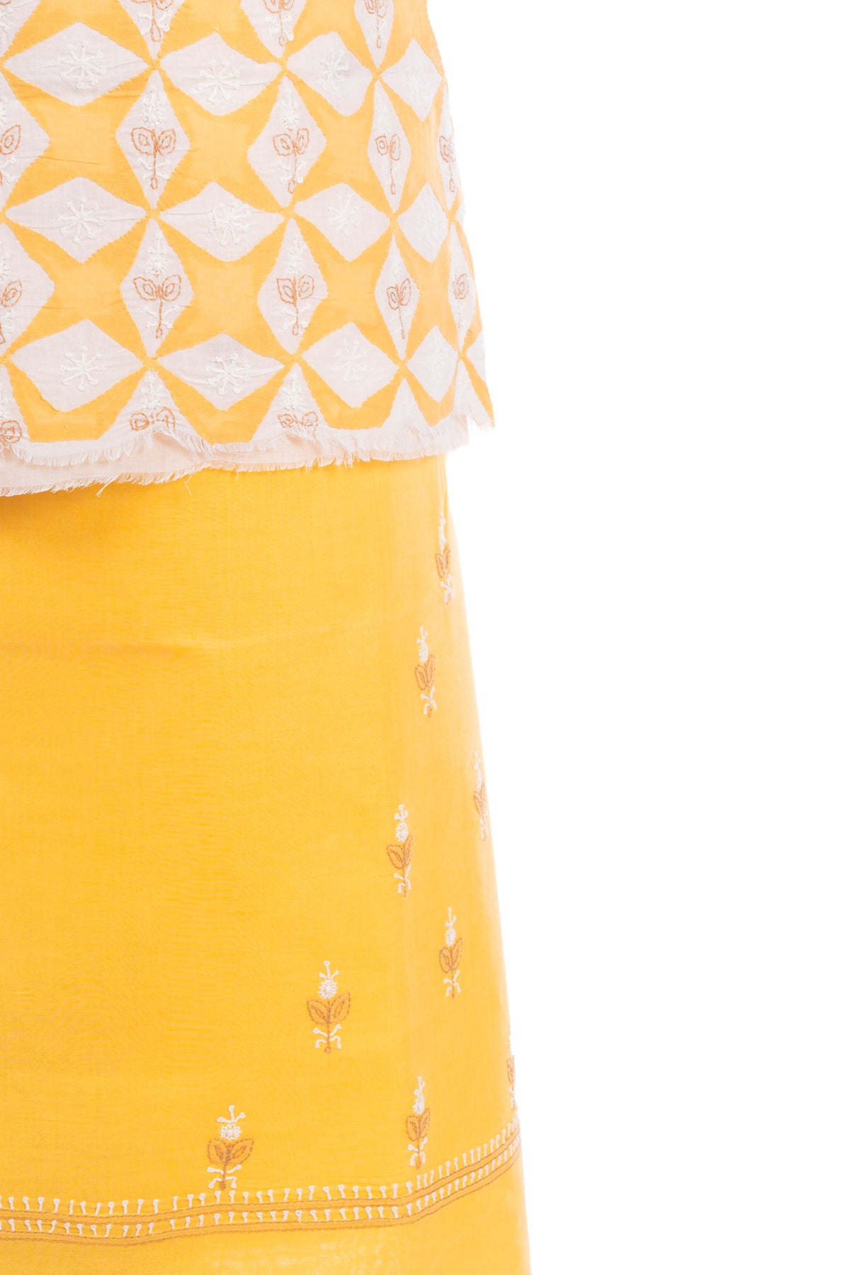 Silakaari Dhani Beige-White Patch Super Delux Premium Lucknowi Unstitched Dress Material