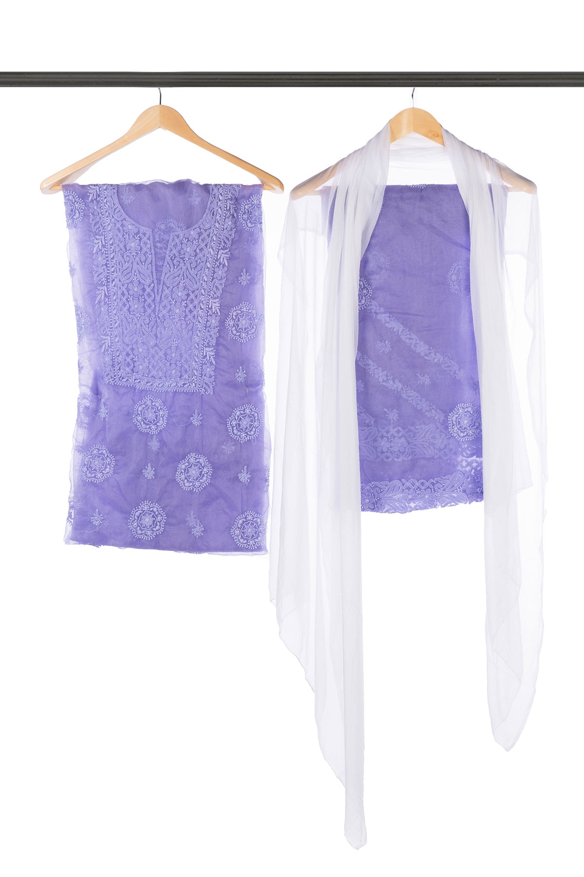 Silakaari Dharti Pure Organza Premium Fine Hand Work Lucknowi Unstitched Dress Material