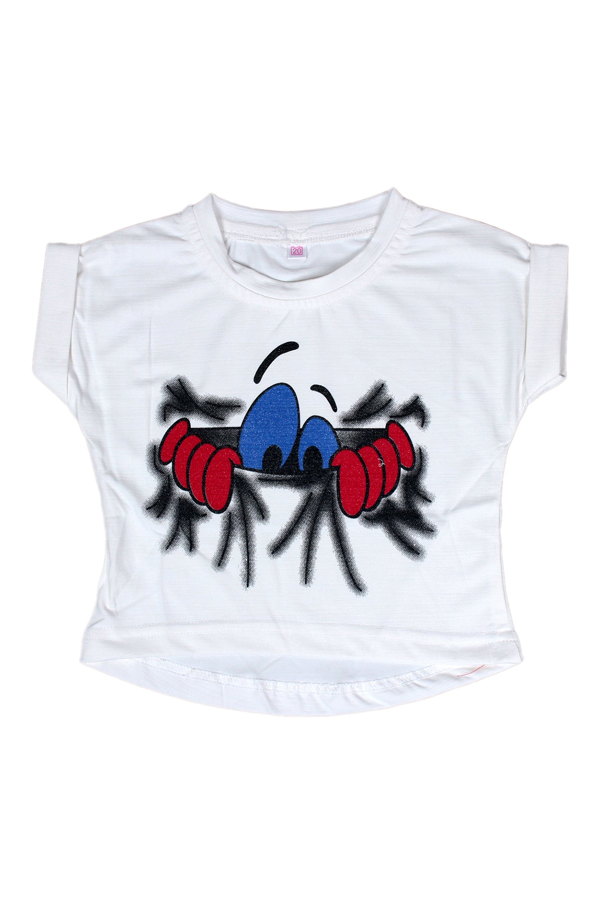Silakaari Kids White Printed Fancy Top T-Shirt For Girls