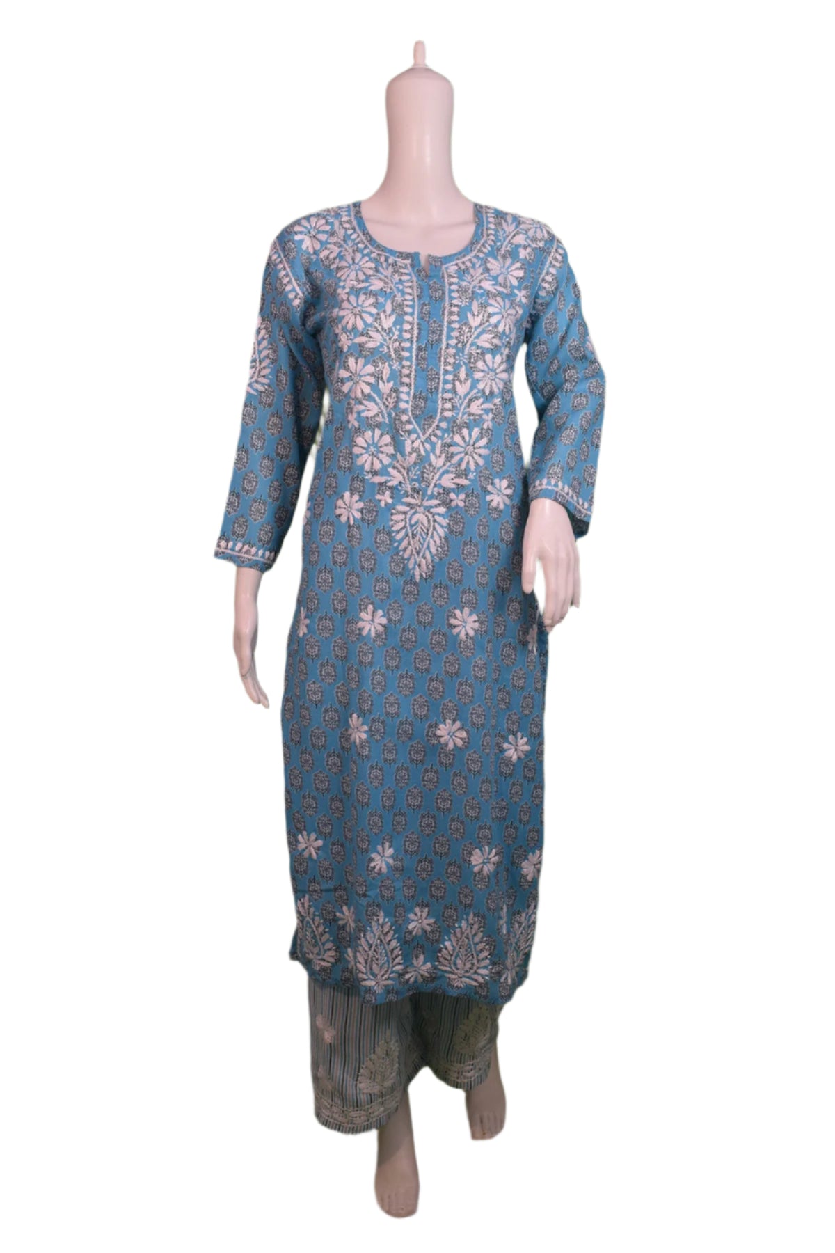 Silakaari Women's Pure Cotton Printed Lucknowi Kurti Pant Premium Set