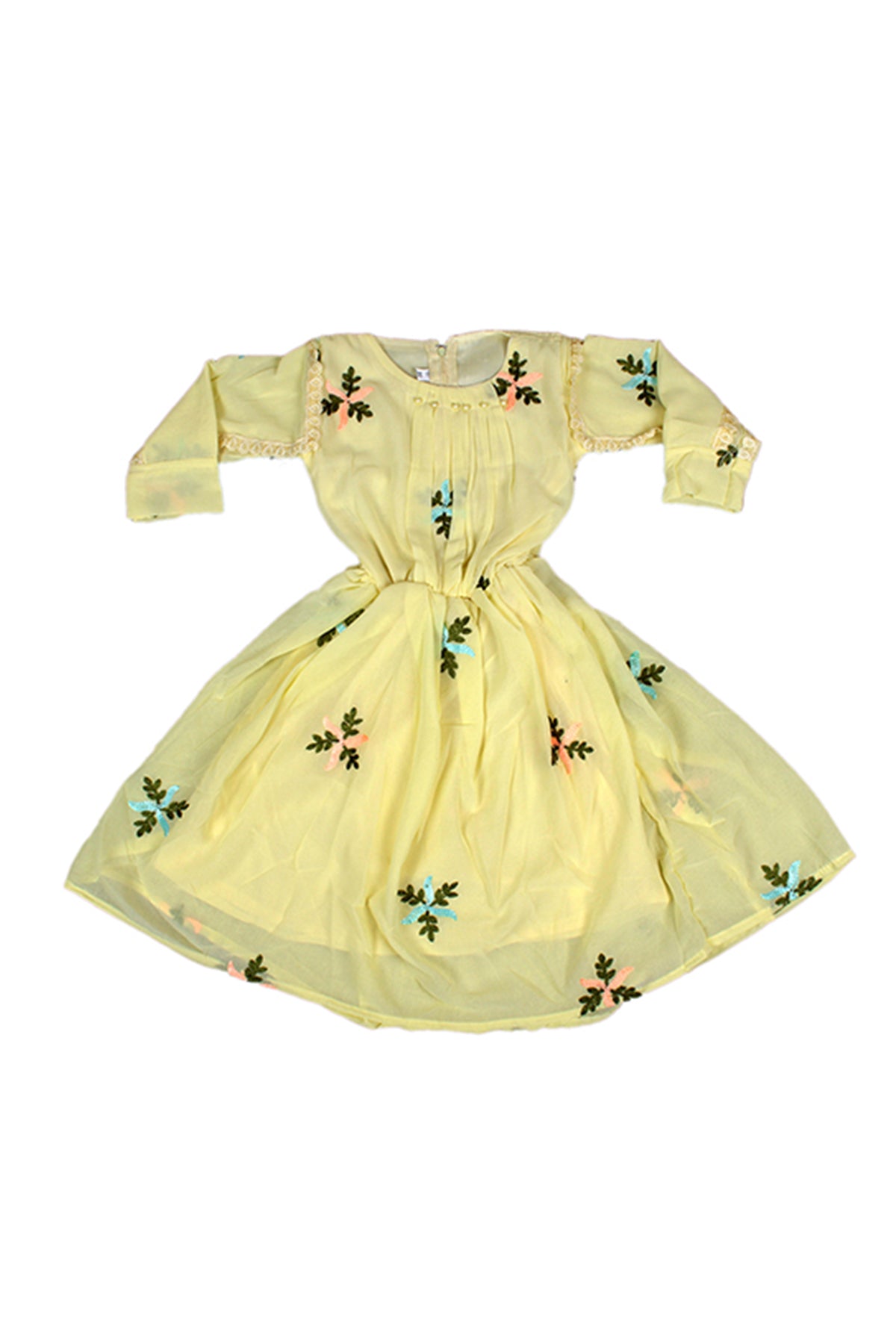 Silakaari Kids Pink Pearl Dress Floral Printed Cinderella Frock For Girls