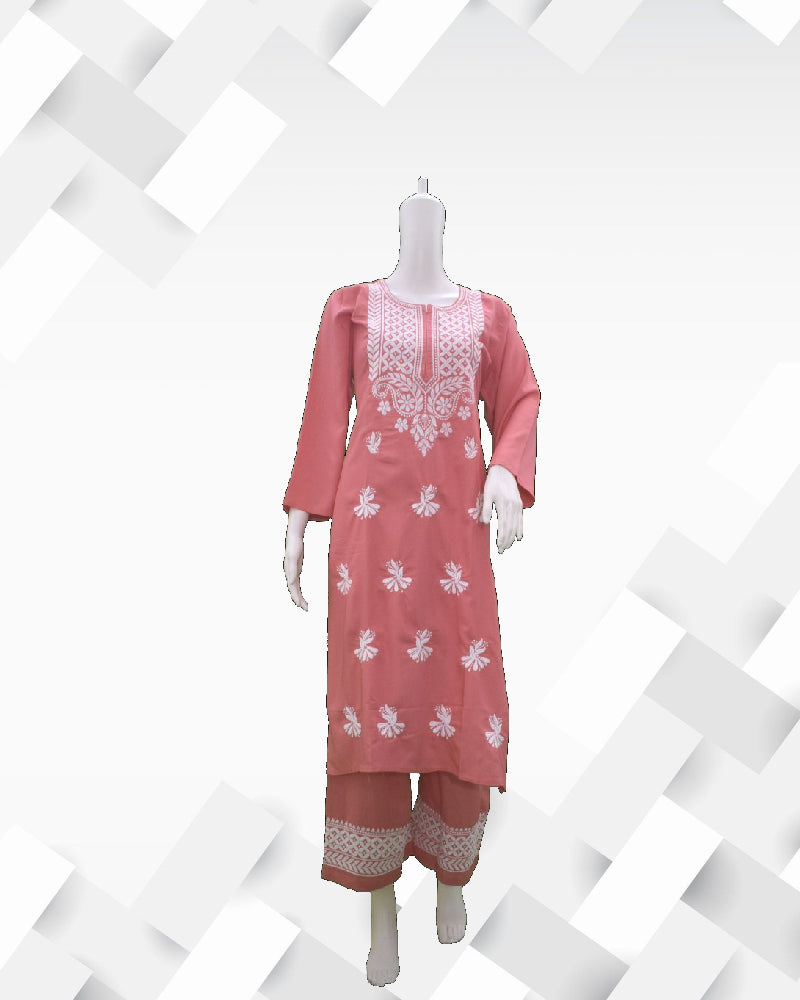 Silakaari Women's Lucknowi chikankari kurti palazzo set