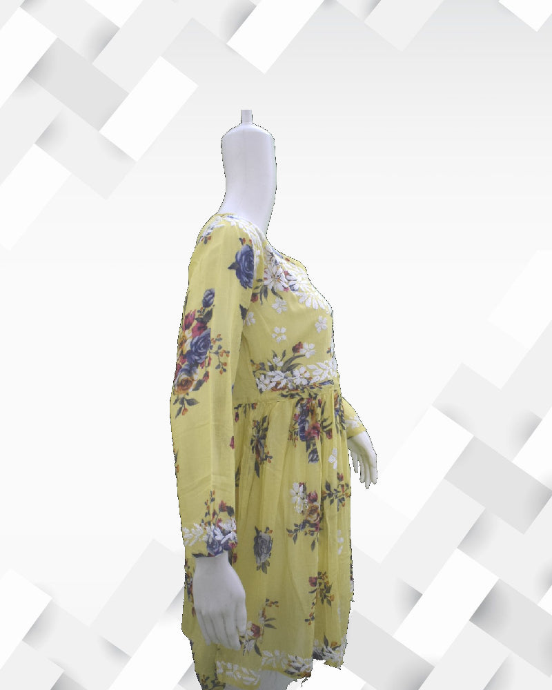 Silakaari Women's Printed Mul Cotton Lucknowi Short Kurta