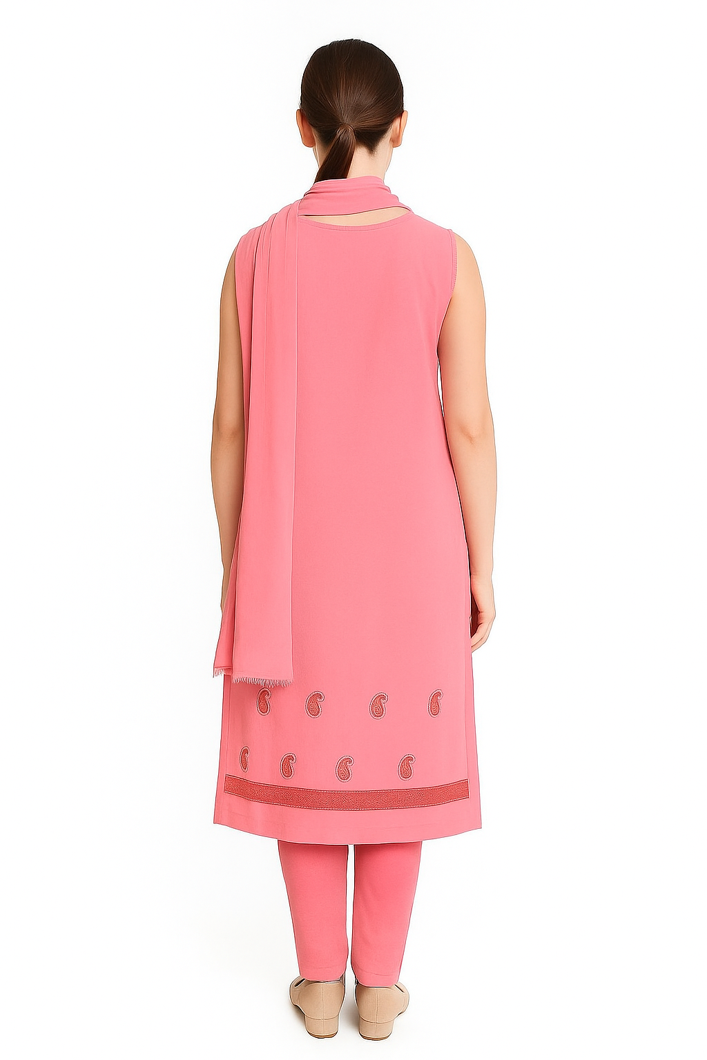 Silakaari Mehazabien Pink-Red Badla Mukaish Work Premium Handwork Unstitched Dress Material