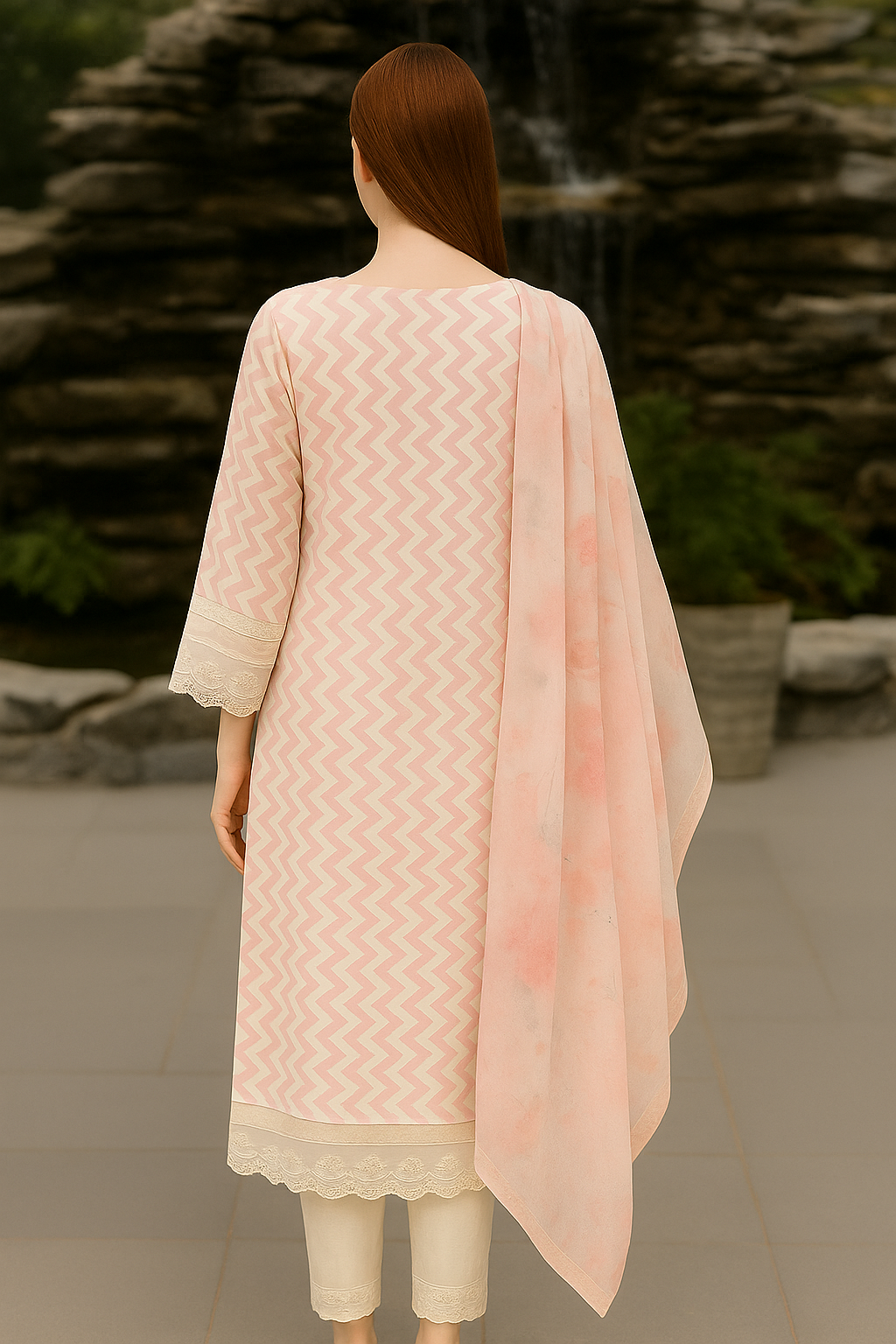 Silakaari Women's Zigzag Pure Cotton Mirror Gota Ready-made  Dress