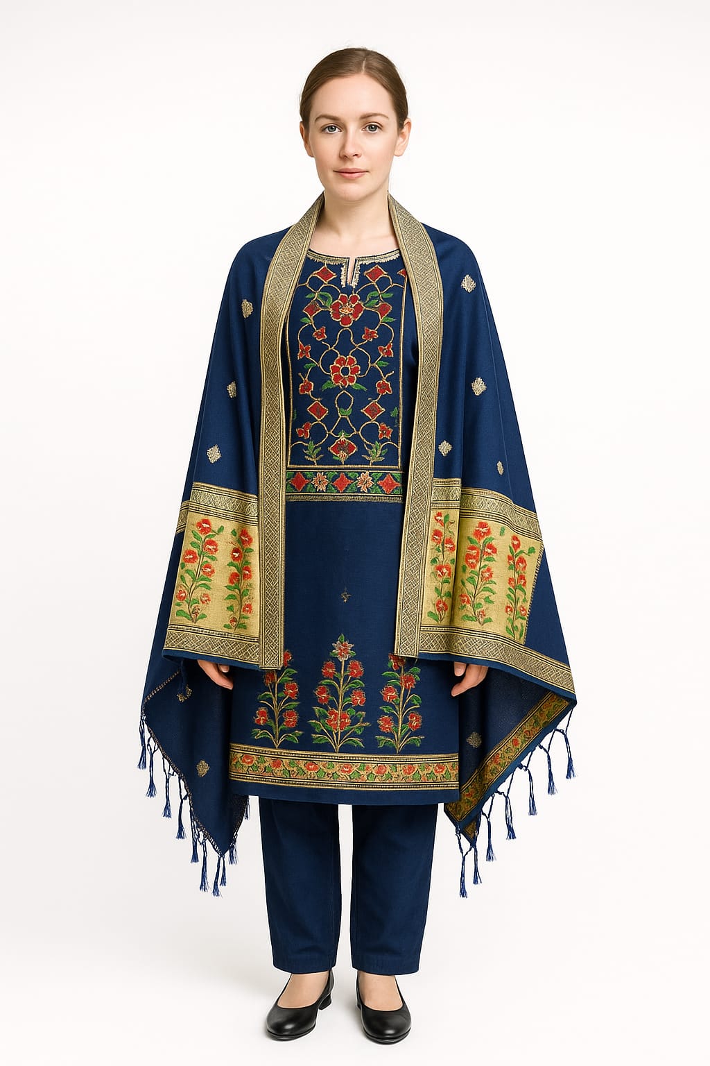 Silakaari Women's Navy Blue Zari Work Designer Banarasi Unstitched Dress Material