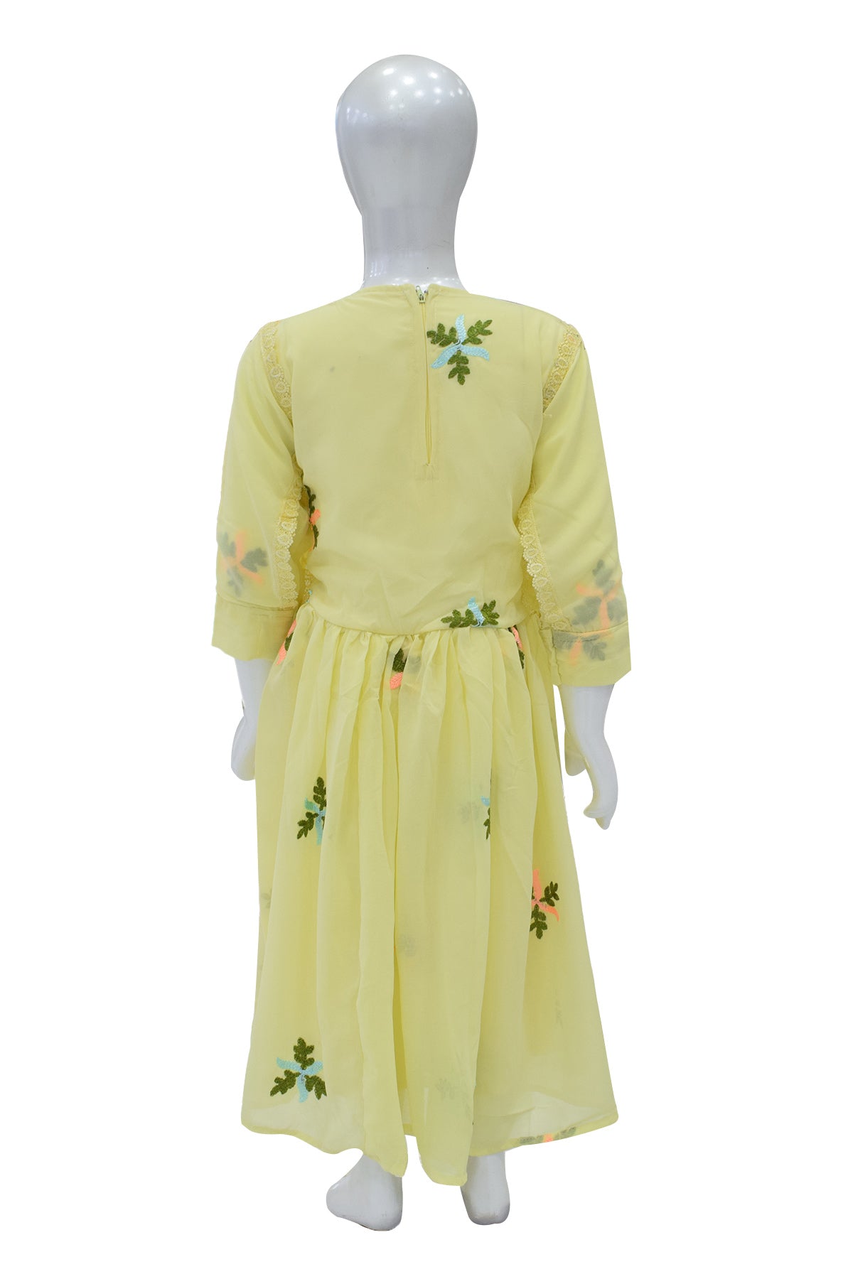 Silakaari Kids yellow Pearl Dress Floral Printed Cinderella Frock For Girls