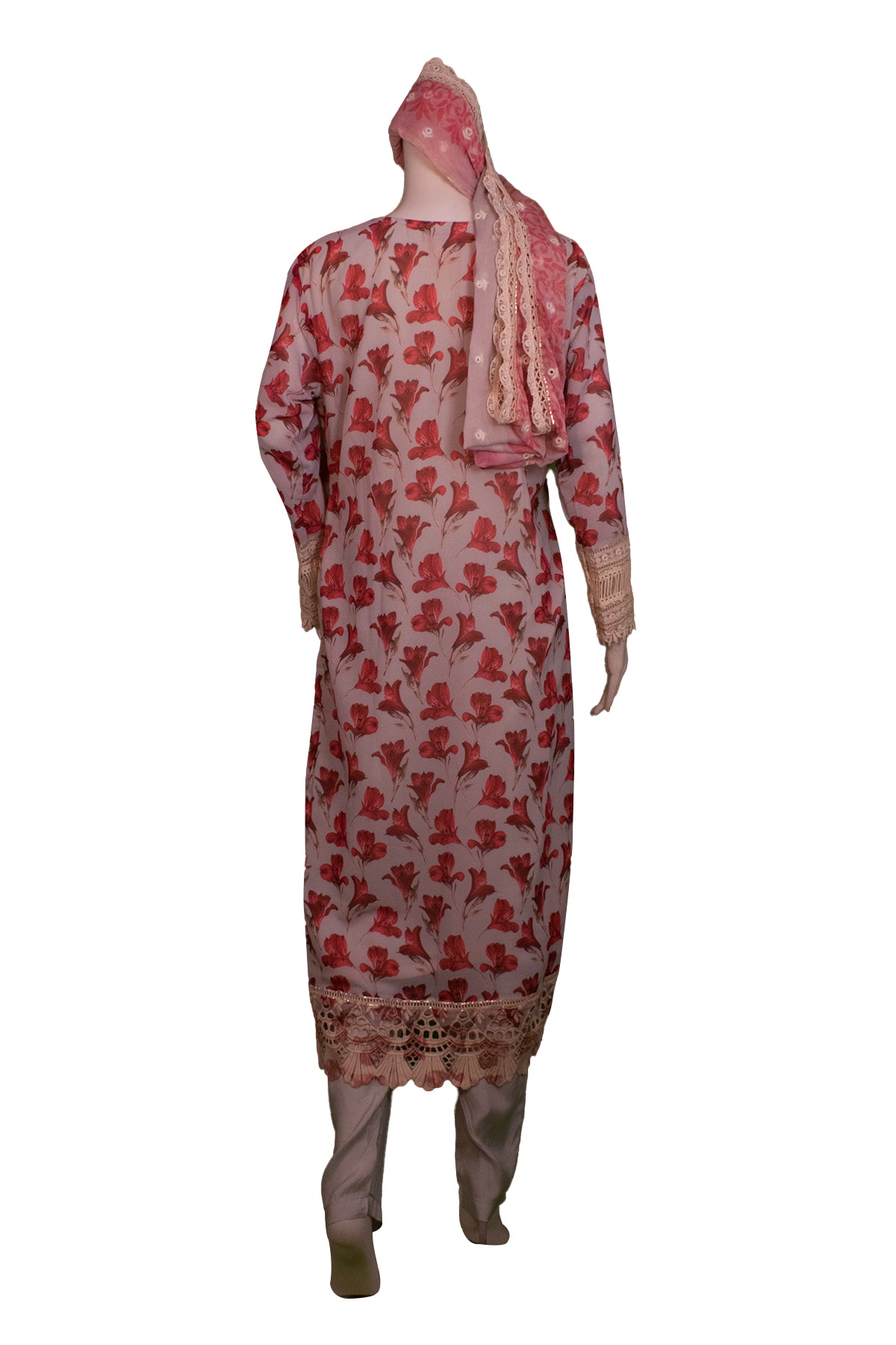 Silakaari Women's Magenta Hakoba Karachi Kurti Pant Dupatta Set