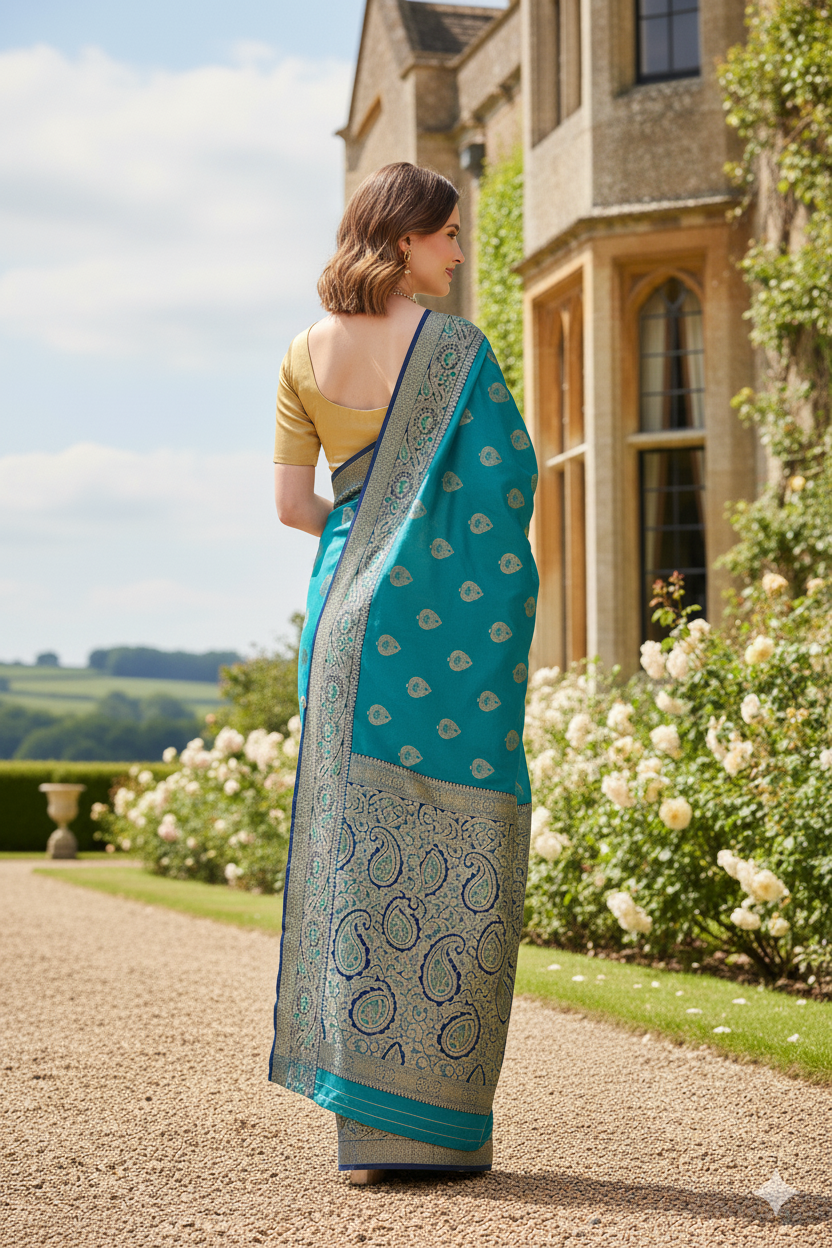 Silakaari Women's Heavy Zari Lacy Border Fancy Banarasi Saree