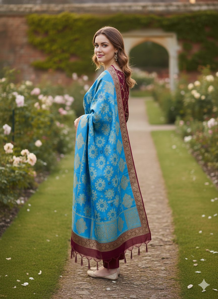 Silakaari Women's Plus Size Zari Banarasi Silk Unstitched Dress Material