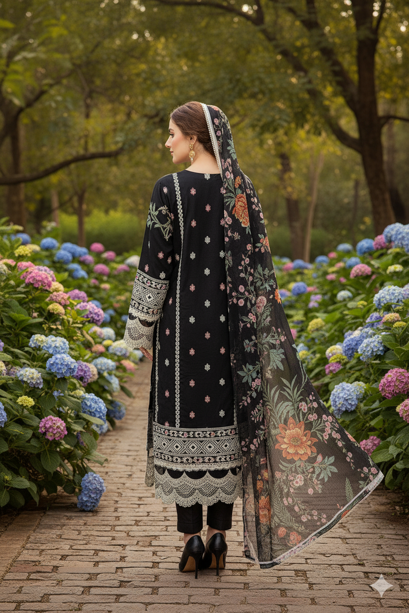 Silakaari Aarzoo Pure Lawn Heavy Embroidery Panel Cut Work Unstitched  Suits